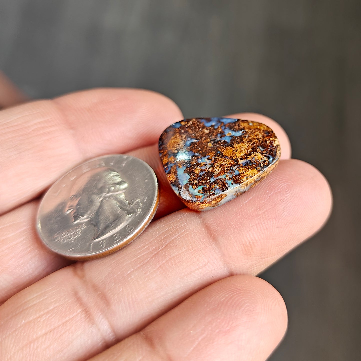 21cts Boulder Opal Cabochon 25X22 MM Freeform Shape AAA Grade Gemstone single Piece