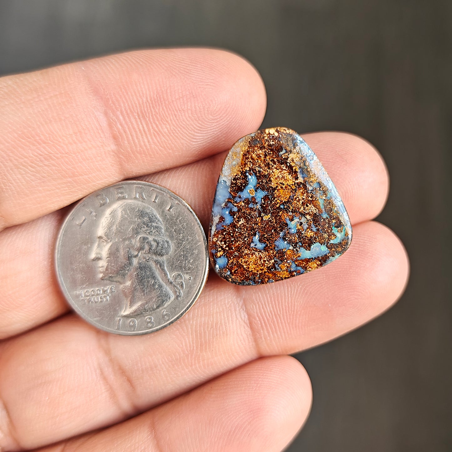 21cts Boulder Opal Cabochon 25X22 MM Freeform Shape AAA Grade Gemstone single Piece