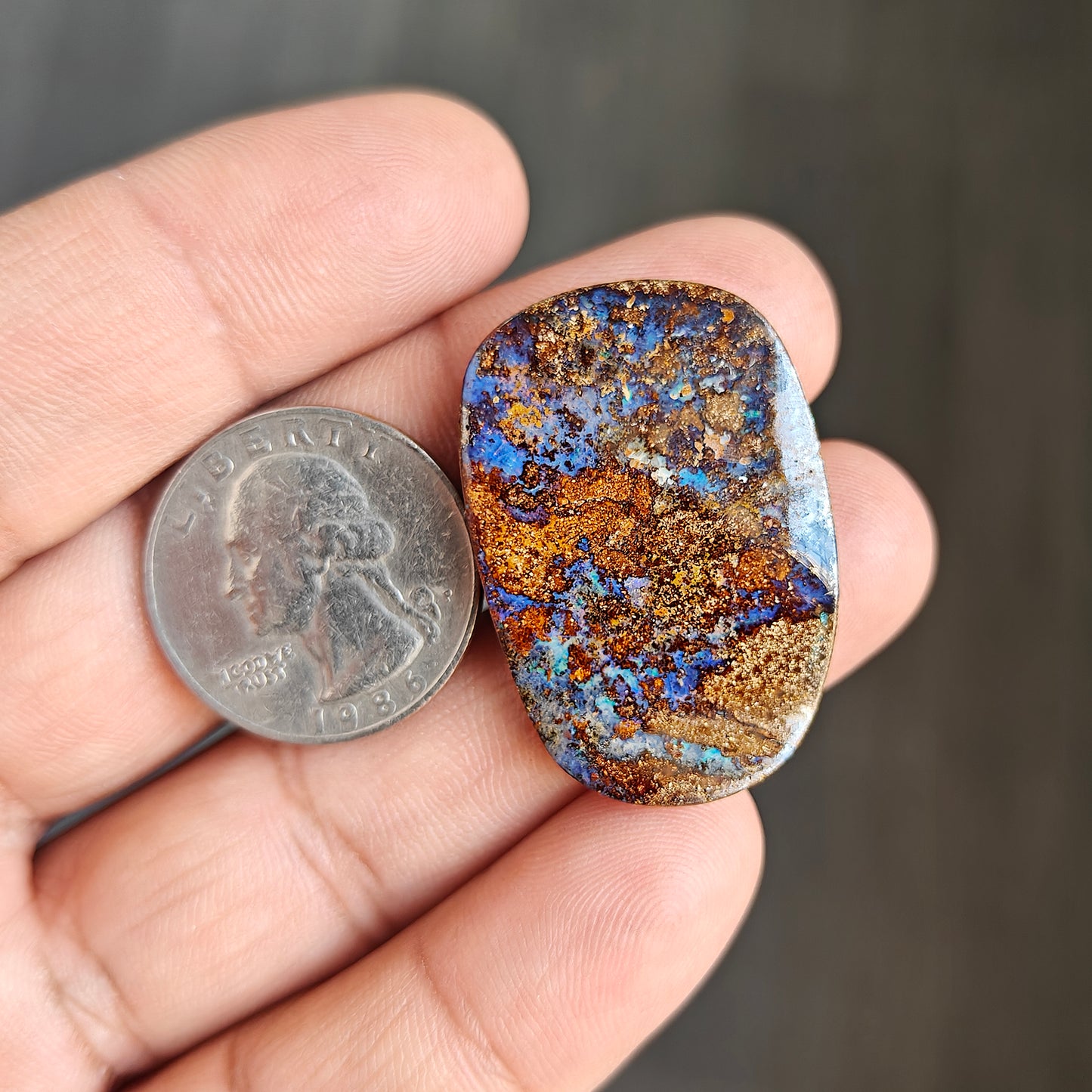 44.5cts Boulder Opal Cabochon 36X24 MM Freeform Shape AAA Grade Gemstone single Piece