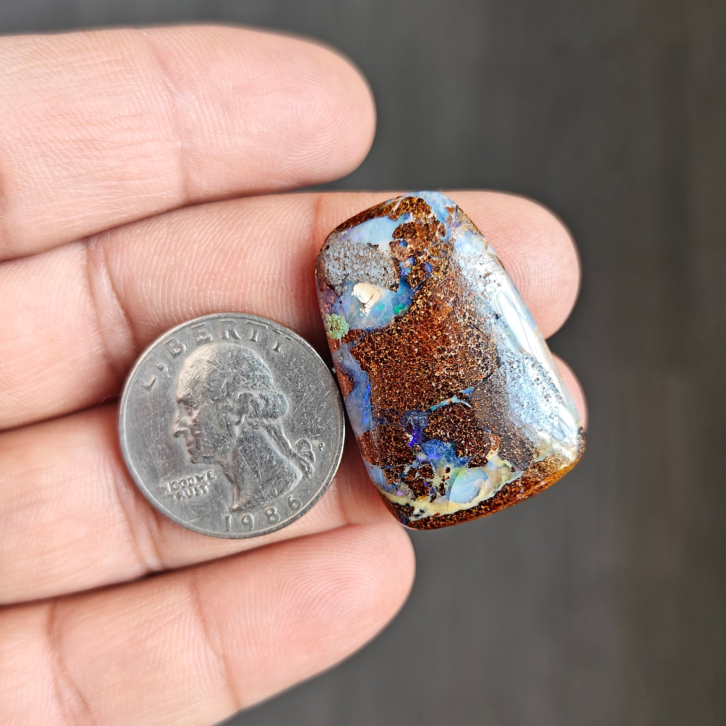 37.7cts Boulder Opal Cabochon 33X22 MM Freeform Shape AAA Grade Gemstone single Piece