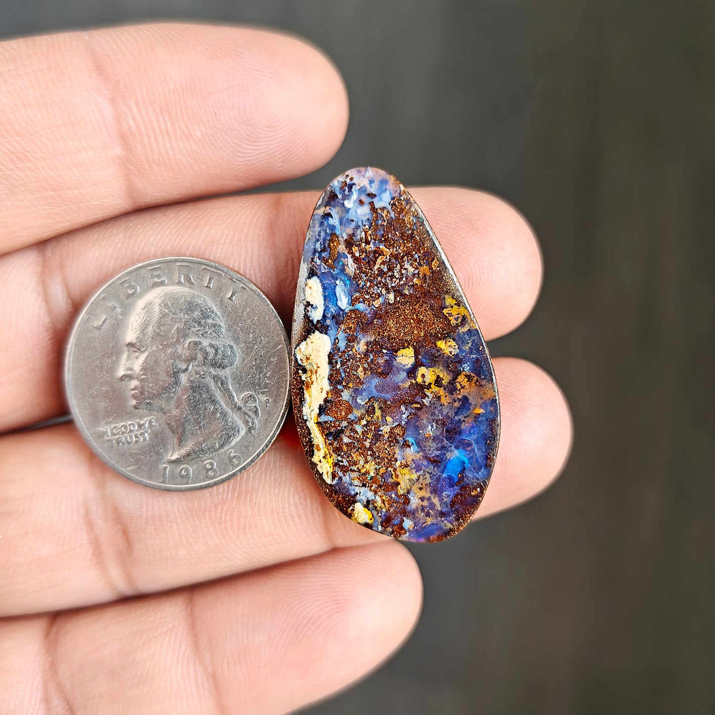 34.4cts Boulder Opal Cabochon 38X20 MM Freeform Shape AAA Grade Gemstone single Piece