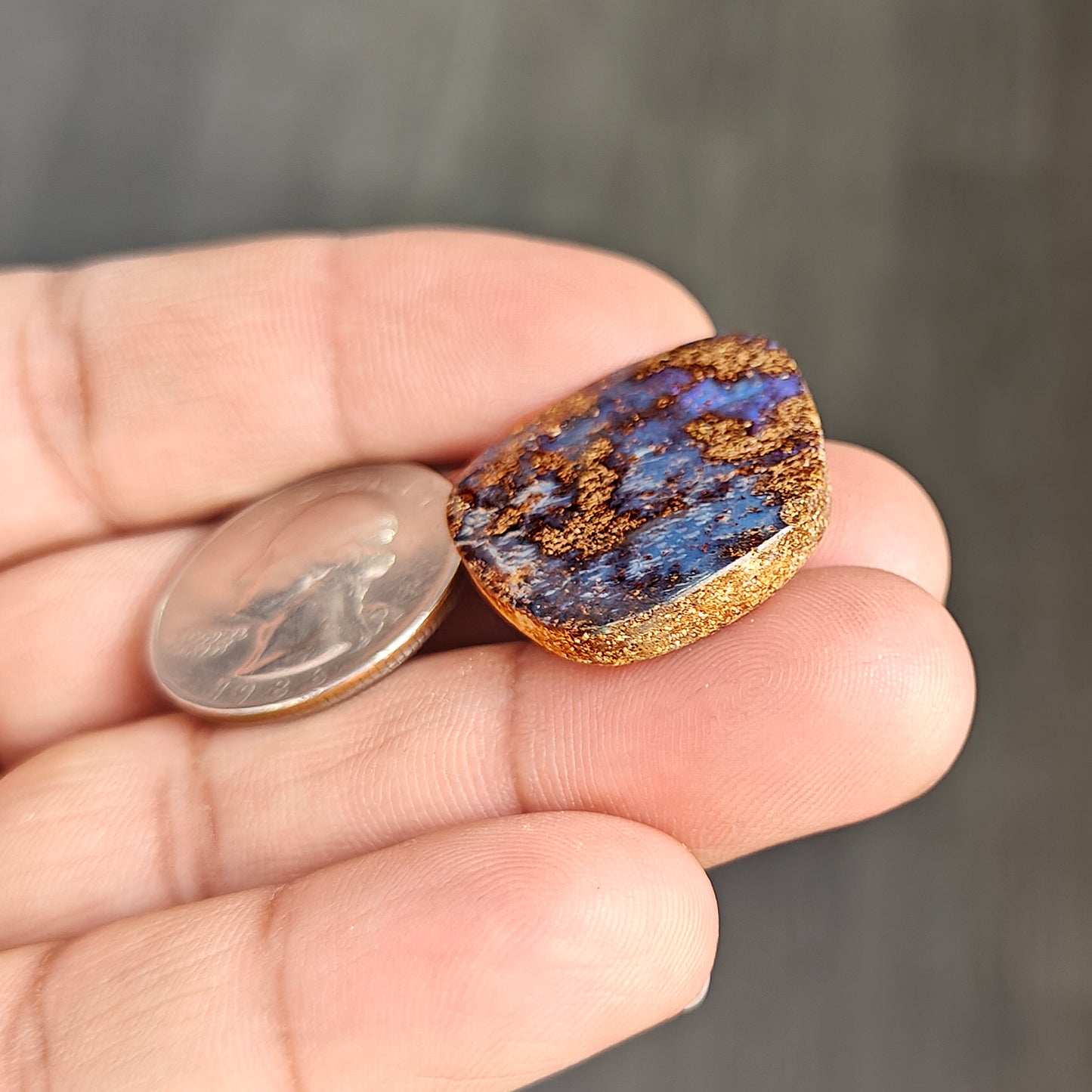 34.4cts Boulder Opal Cabochon27X32 MM Freeform Shape AAA Grade Gemstone single Piece