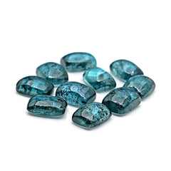 Natural Teal Moss Kyanite Cabochons | Cushion Cut Smooth Cabochons For Jewelry - 10 Pieces