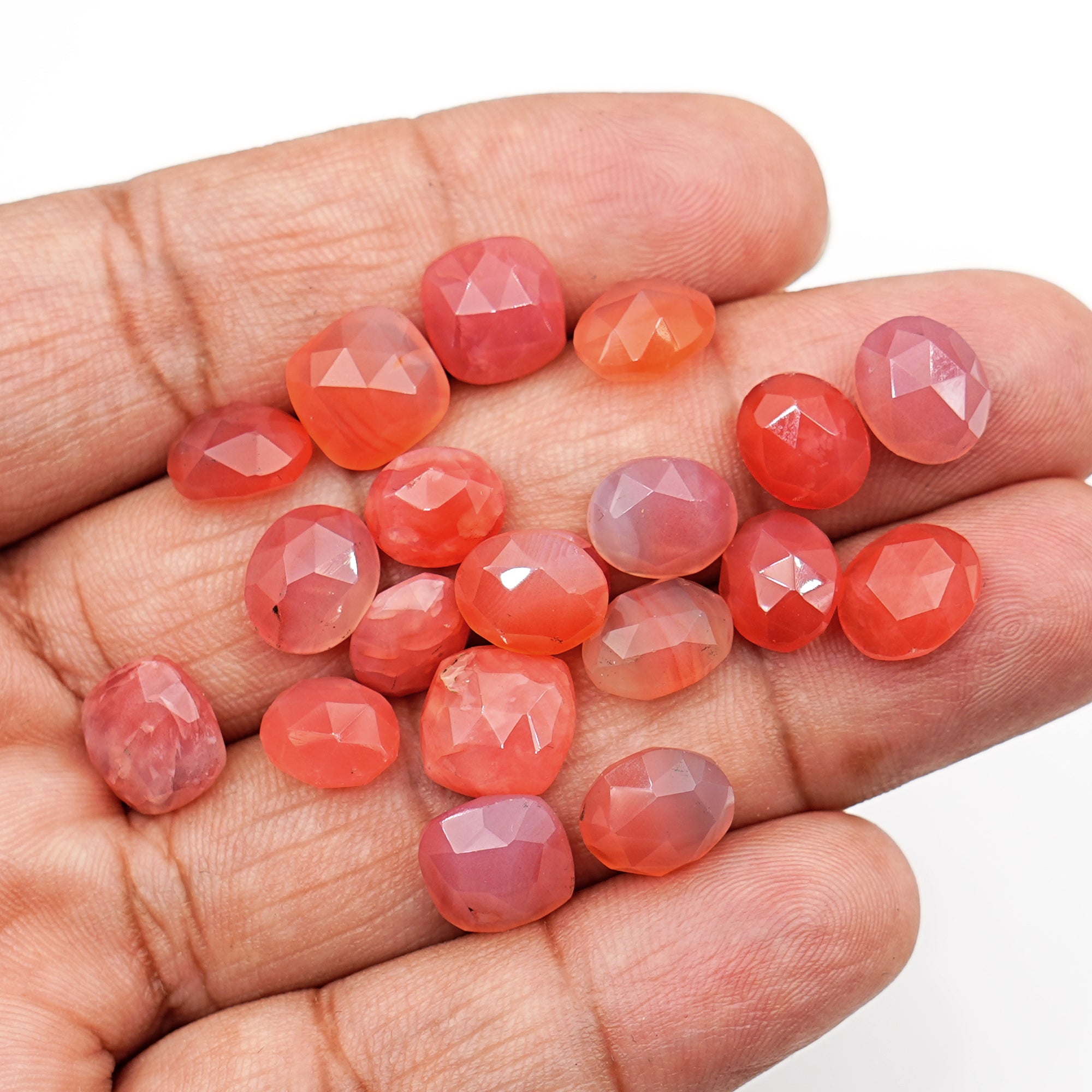 Fiery Red-Orange Botswana Agate Rosecut | Vibrant Freeform Gemstones for Statement Jewelry