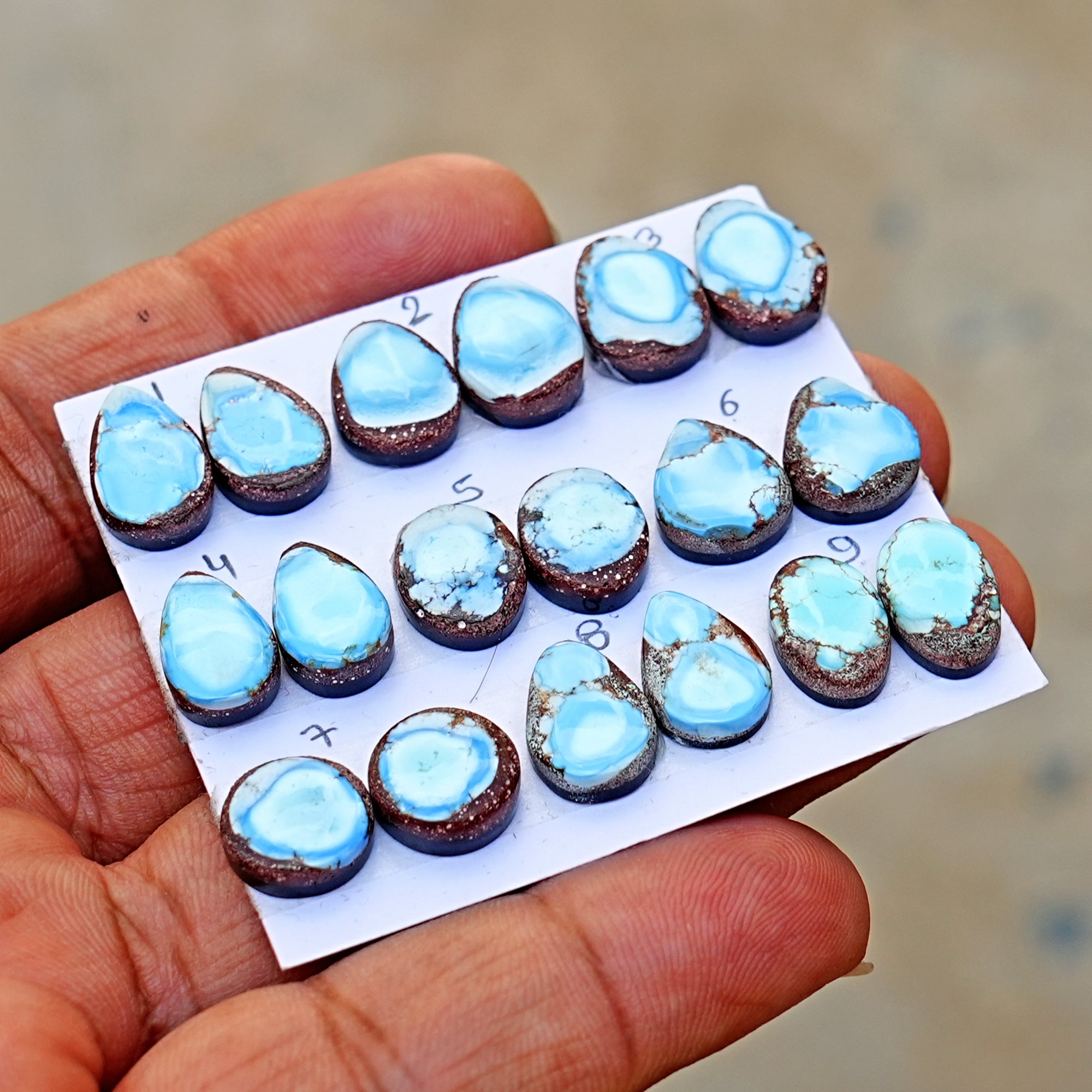 Golden Hills Turquoise Cabochon Natural Kazakhstan Turquoise Flatback Loose Gemstones for Jewelry Making