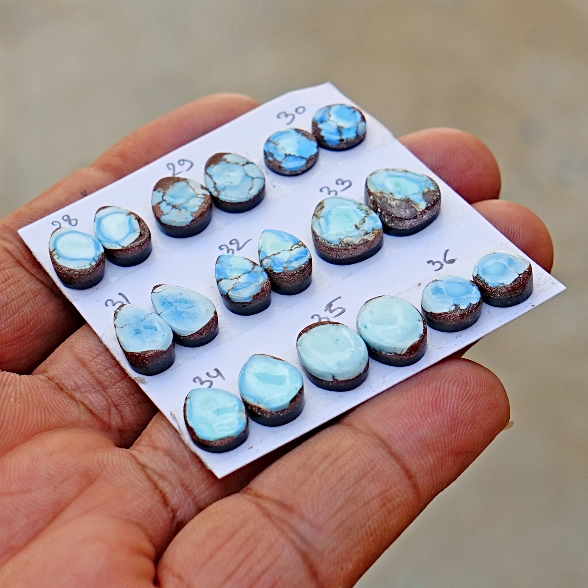 Golden Hills Turquoise Cabochon Natural Kazakhstan Turquoise Flatback Loose Gemstones for Jewelry Making