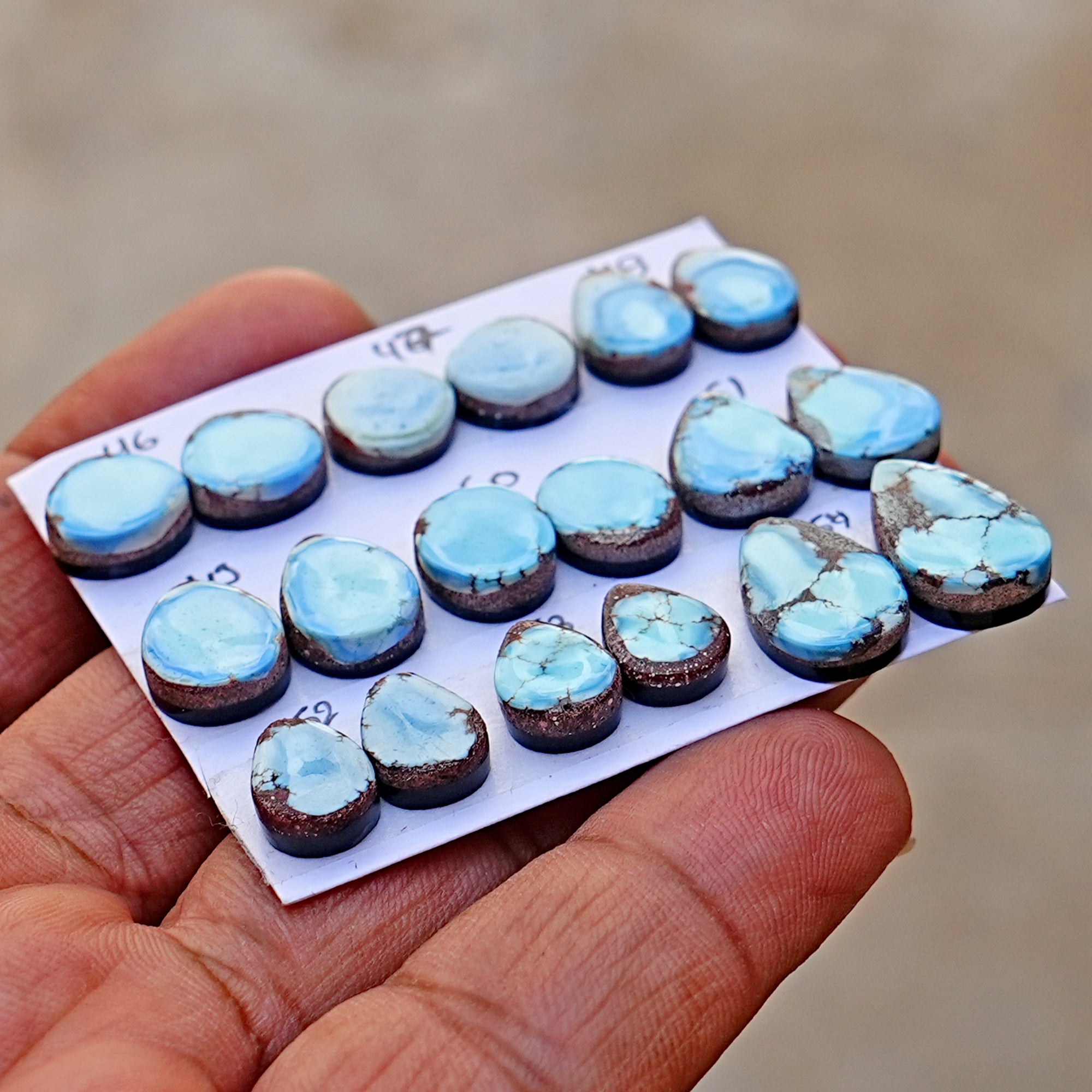 Golden Hills Turquoise Cabochon Natural Kazakhstan Turquoise Flatback Loose Gemstones for Jewelry Making