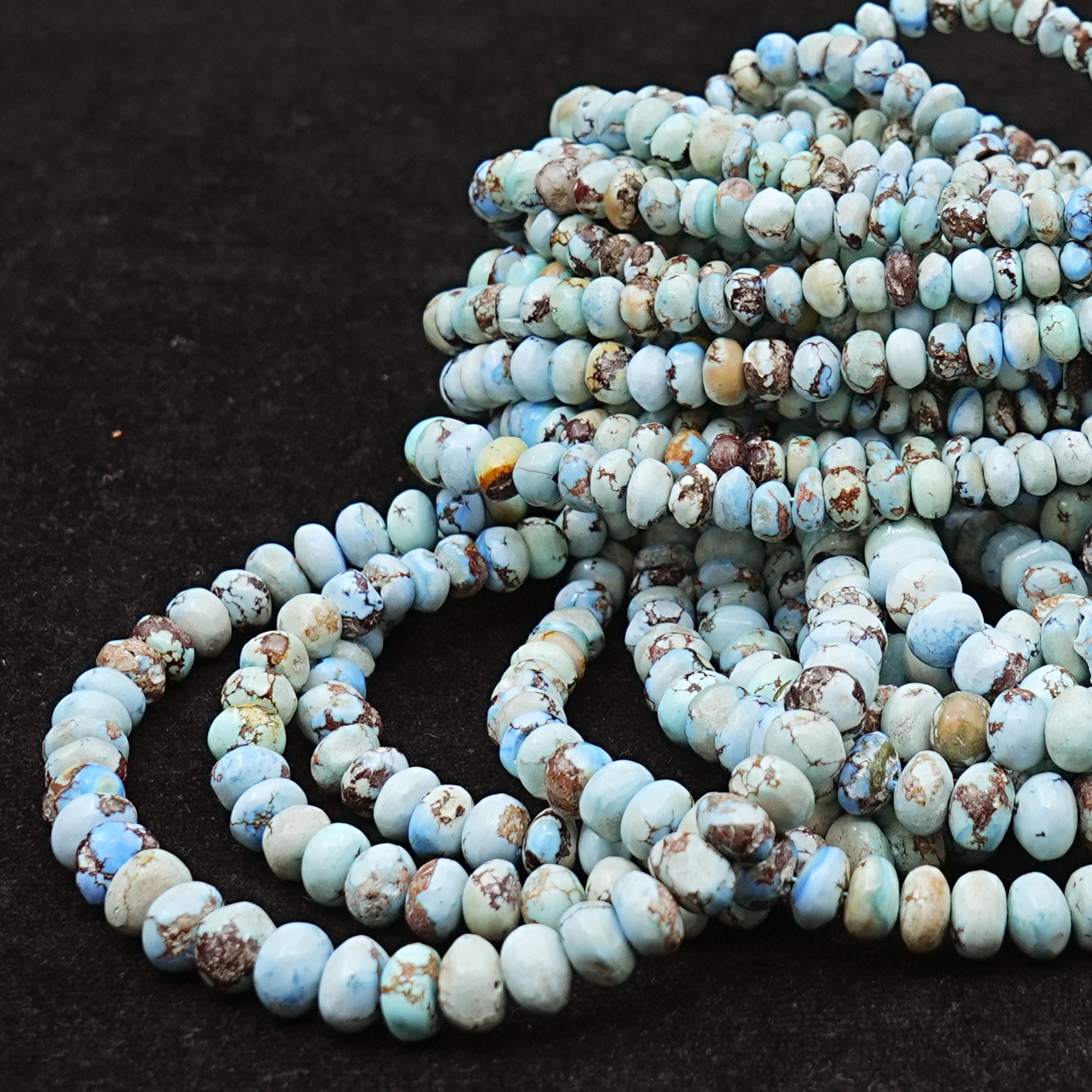 Golden Hills Turquoise Roundel Beads Natural Kazakhstan Turquoise Loose Gemstones for Jewelry Making - 16" strand