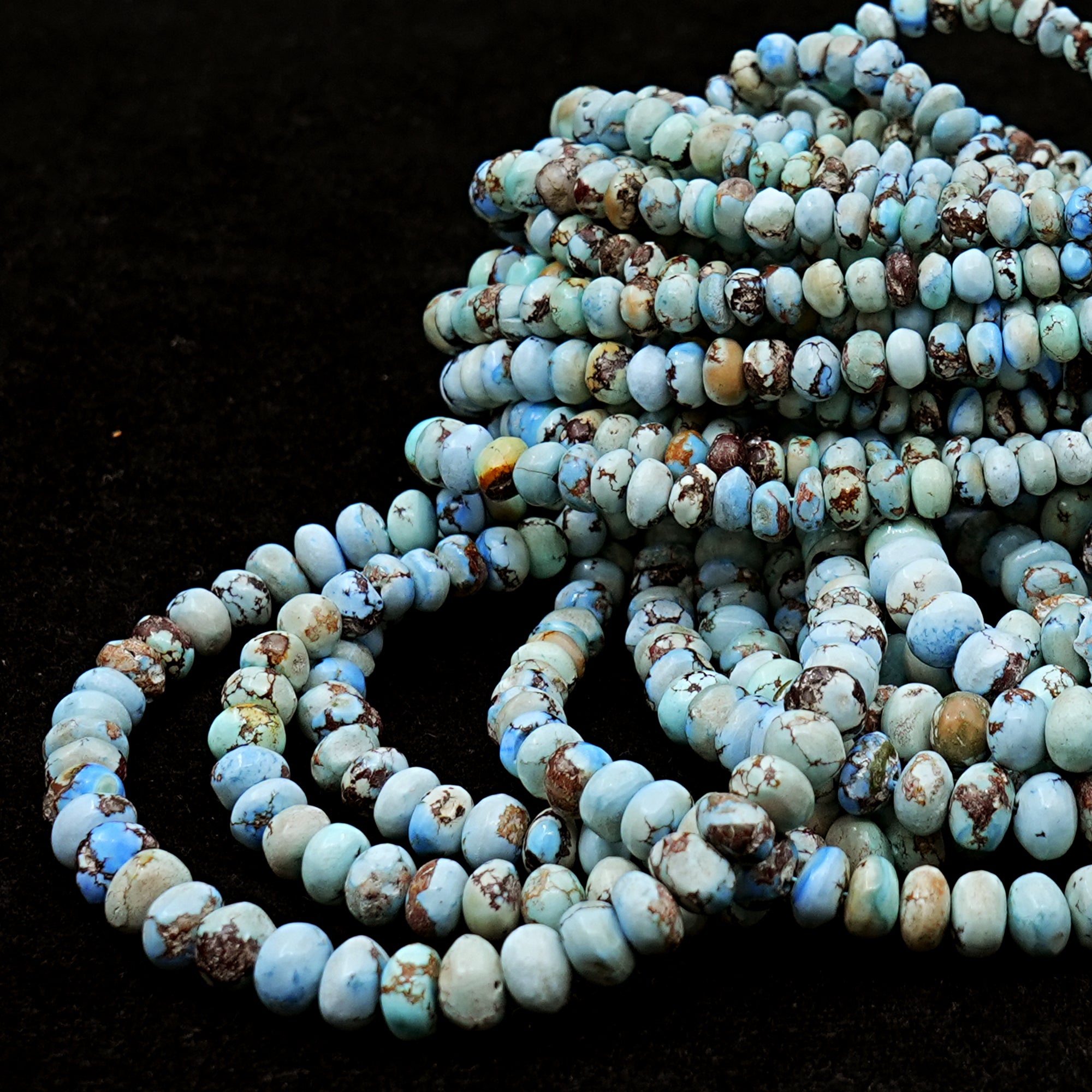 Golden Hills Turquoise Roundel Beads Natural Kazakhstan Turquoise Loose Gemstones for Jewelry Making - 16" strand