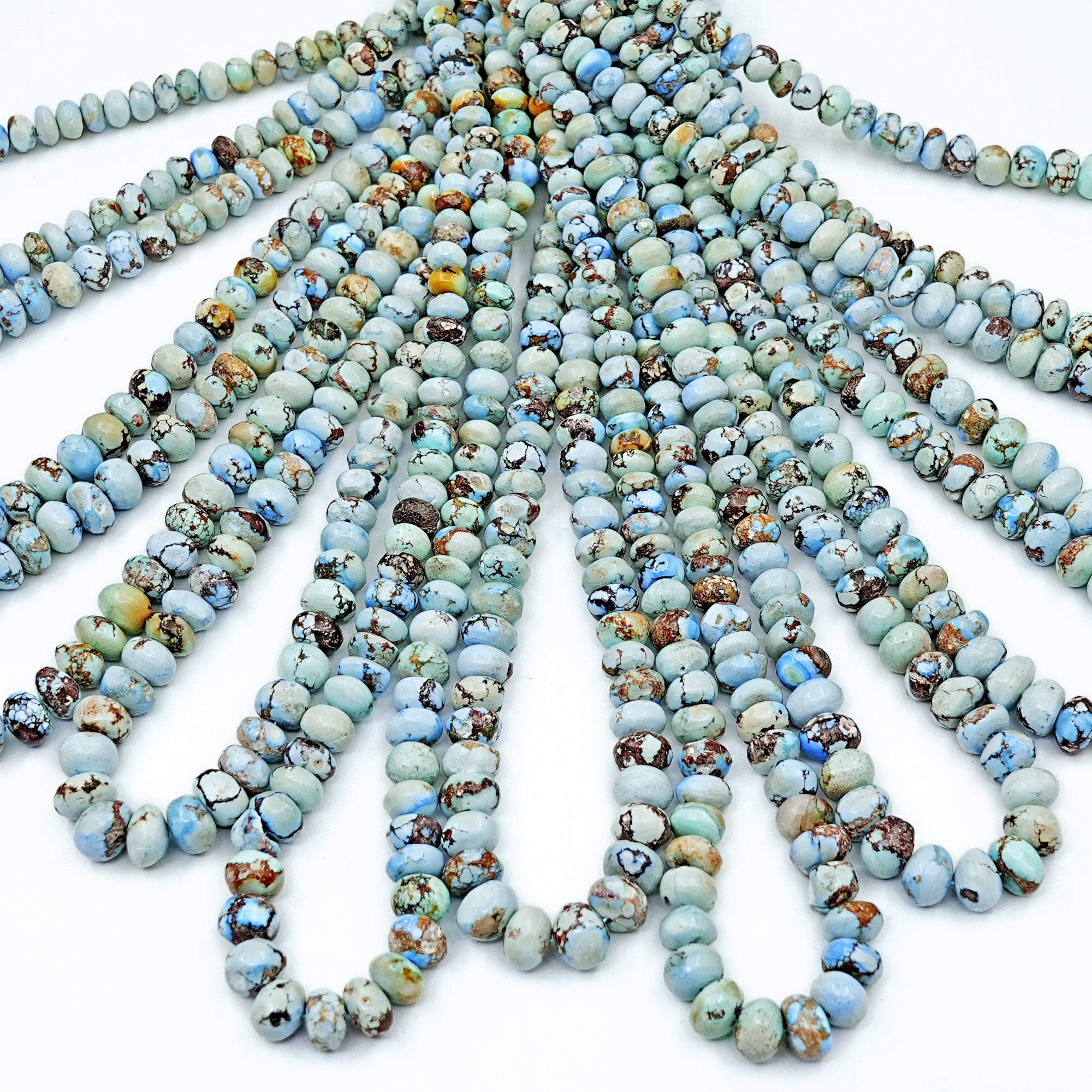 Golden Hills Turquoise Roundel Beads Natural Kazakhstan Turquoise Loose Gemstones for Jewelry Making - 16" strand