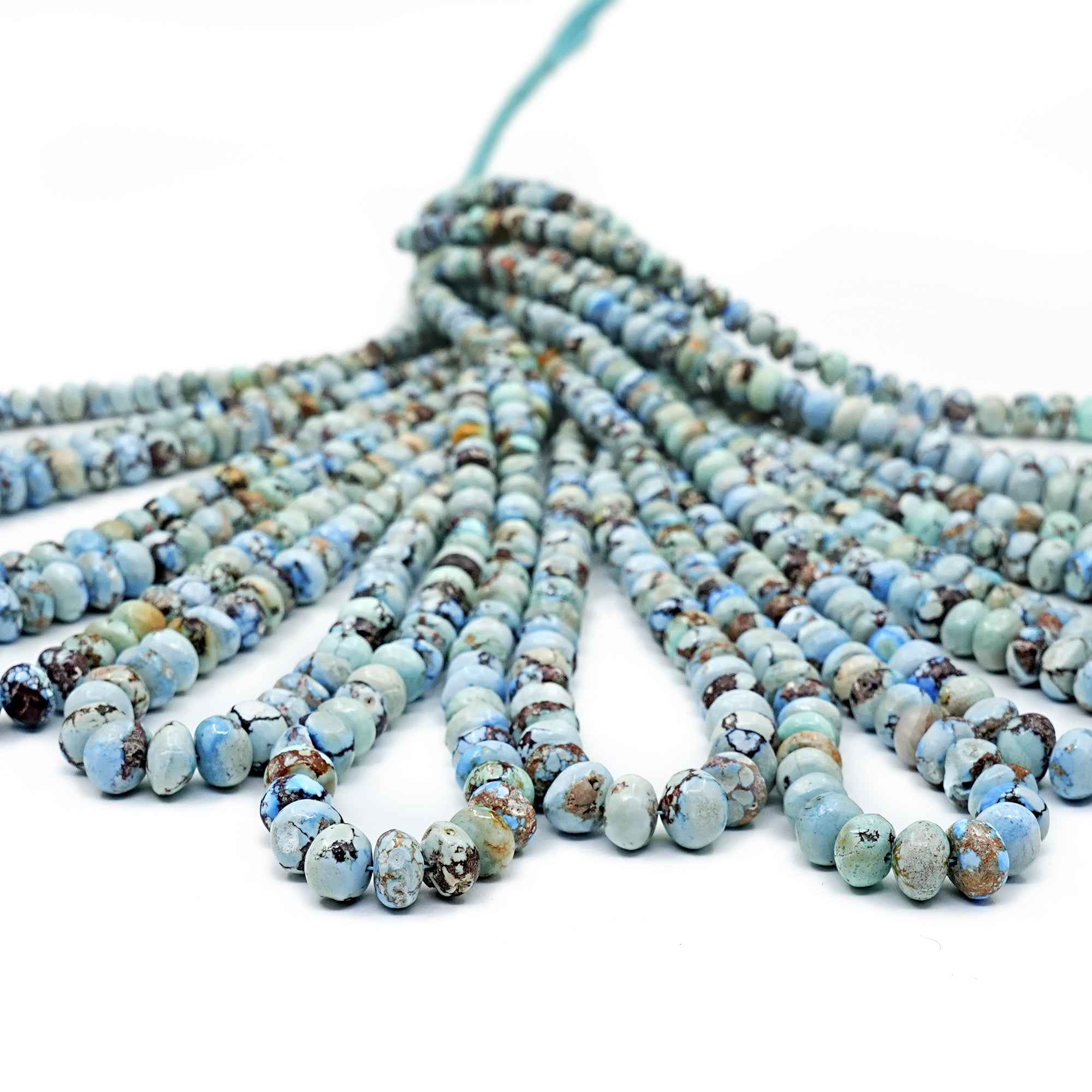 Golden Hills Turquoise Roundel Beads Natural Kazakhstan Turquoise Loose Gemstones for Jewelry Making - 16" strand
