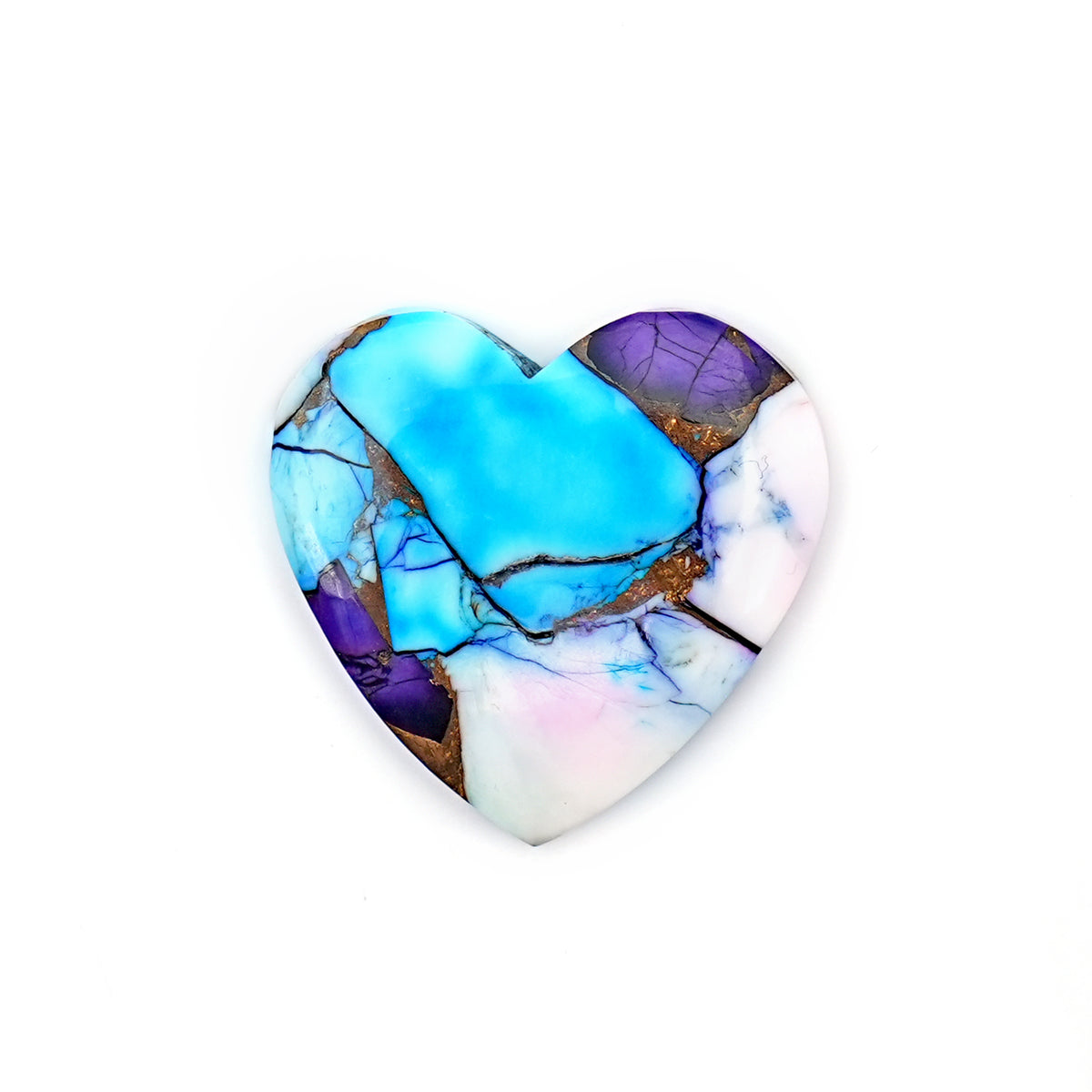 Natural Kingman Purple Dahlia Turquoise Gem | Heart Shape Smooth Cabochons for Jewelry
