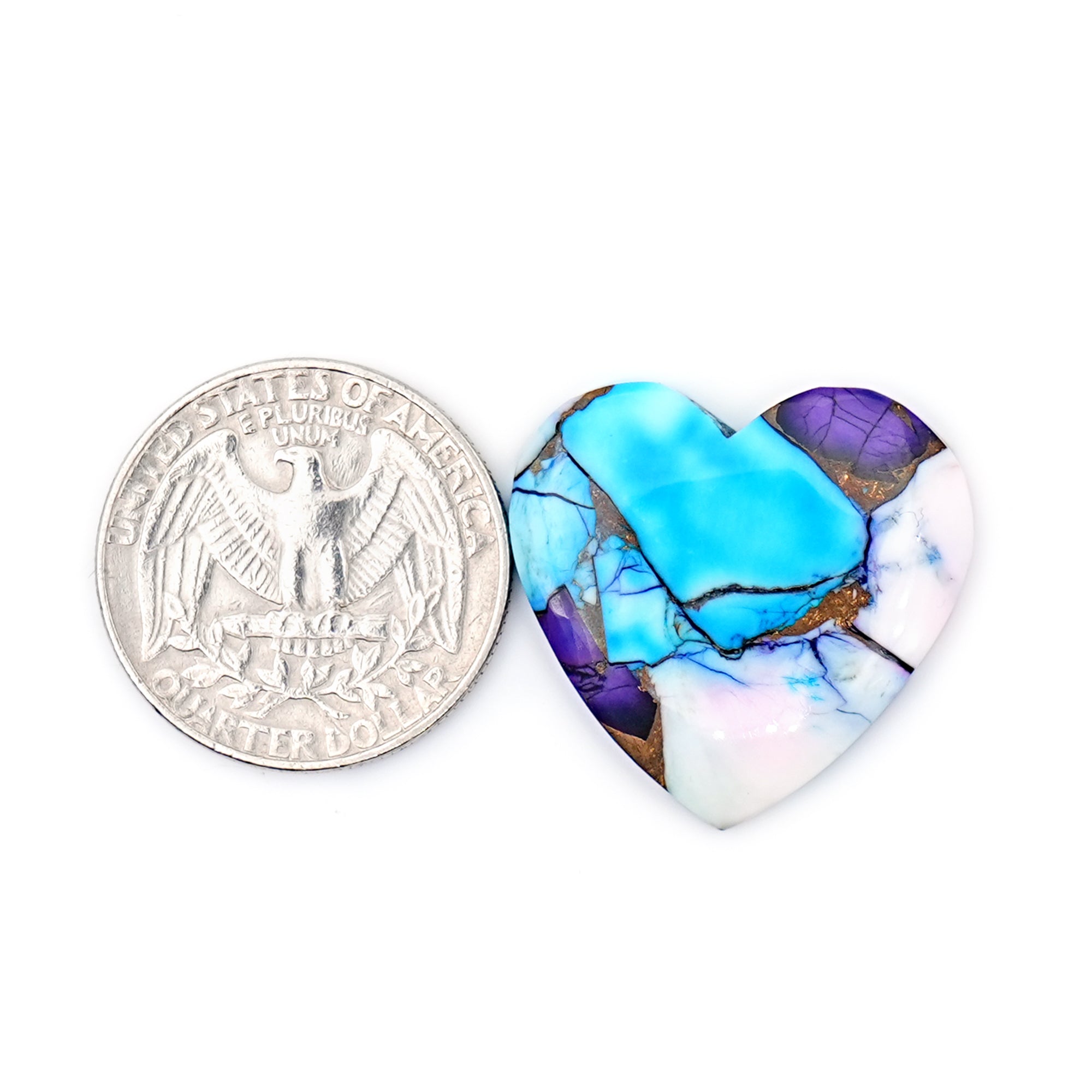Natural Kingman Purple Dahlia Turquoise Gem | Heart Shape Smooth Cabochons for Jewelry