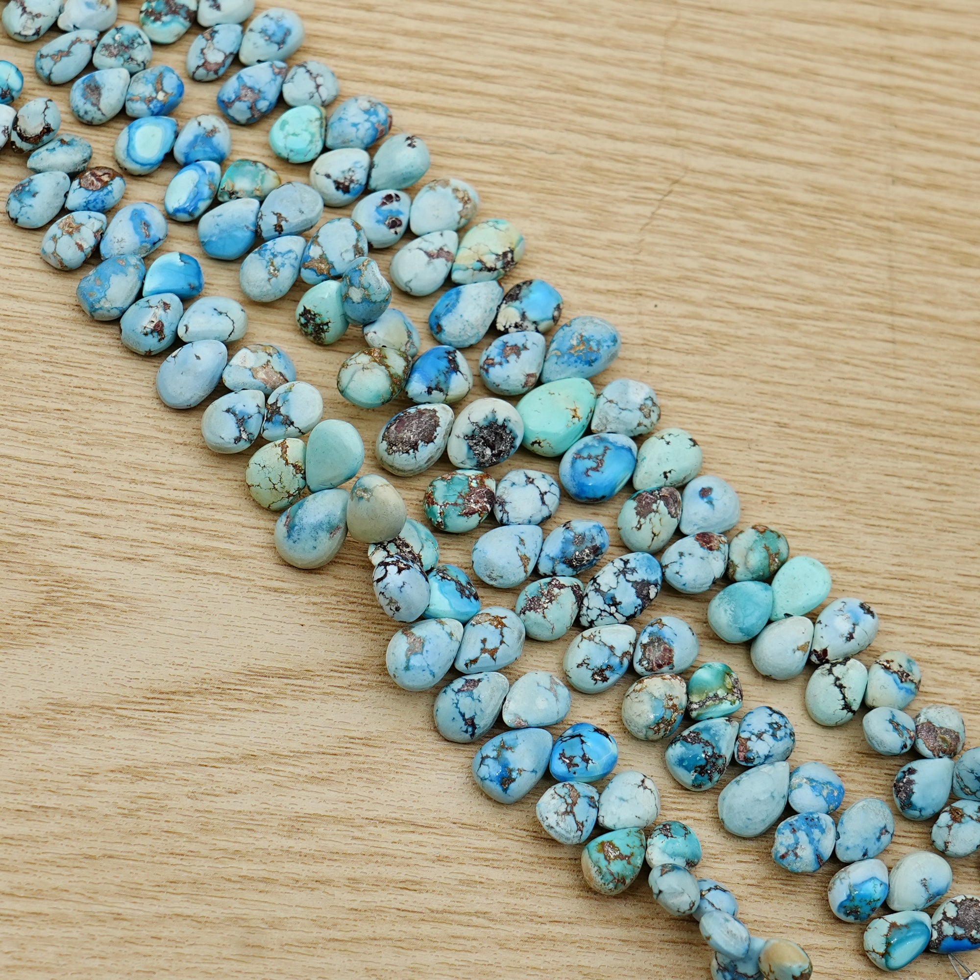 Golden Hills Turquoise Briolette Beads Natural Kazakhstan Turquoise Loose Gemstones for Jewelry Making - 9" strand