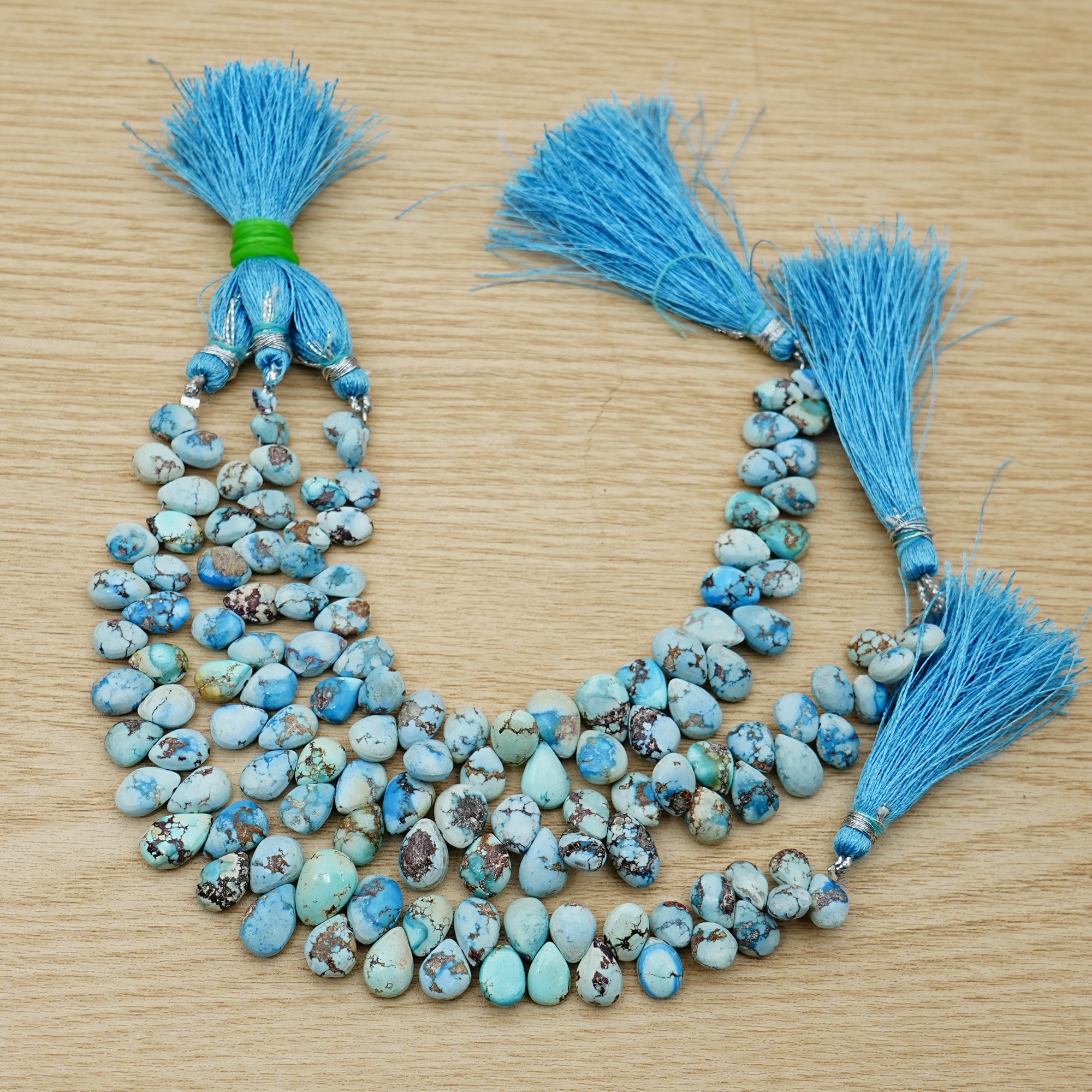 Golden Hills Turquoise Briolette Beads Natural Kazakhstan Turquoise Loose Gemstones for Jewelry Making - 9" strand