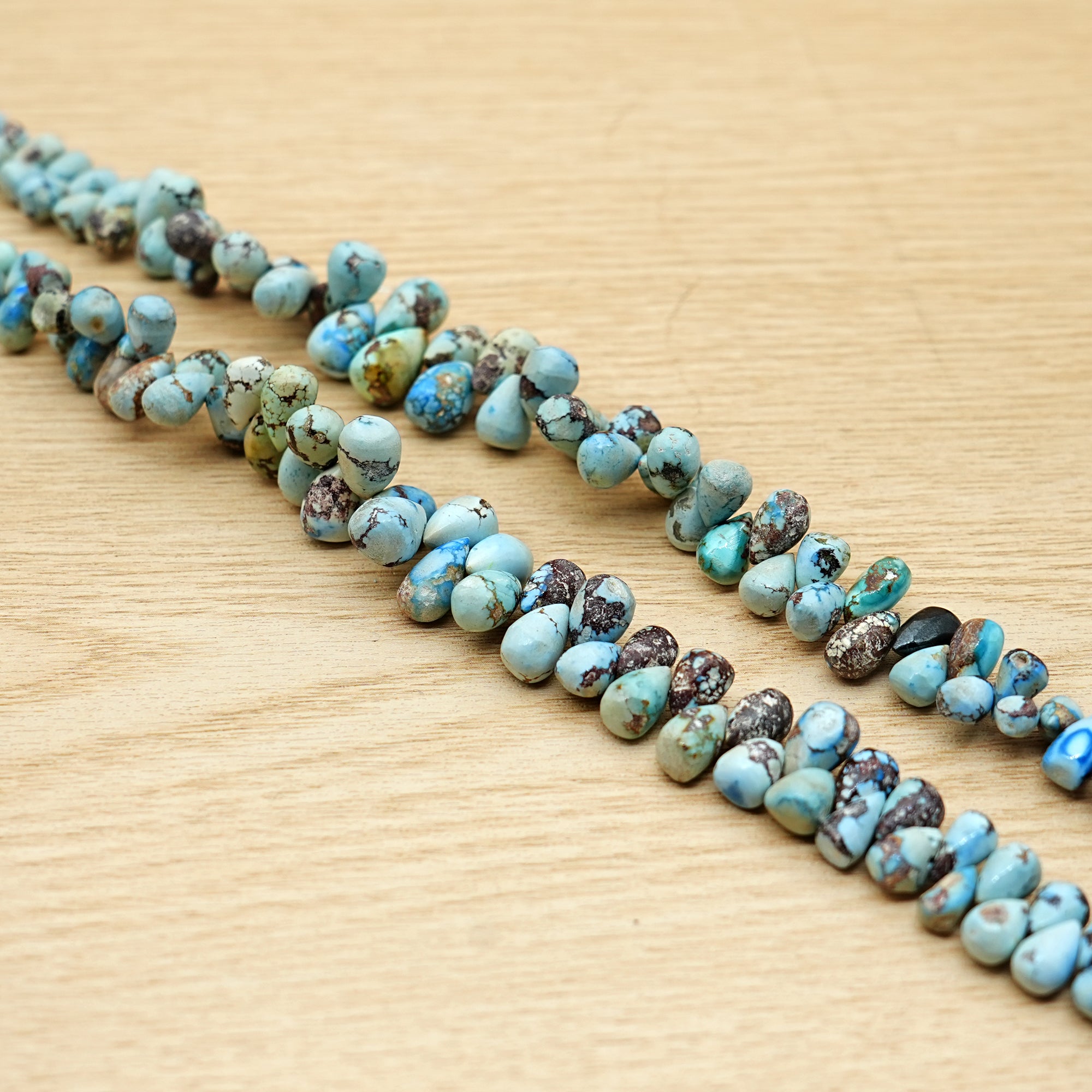 Golden Hills Turquoise Briolette Beads Natural Kazakhstan Turquoise Loose Gemstones for Jewelry Making - 9" strand