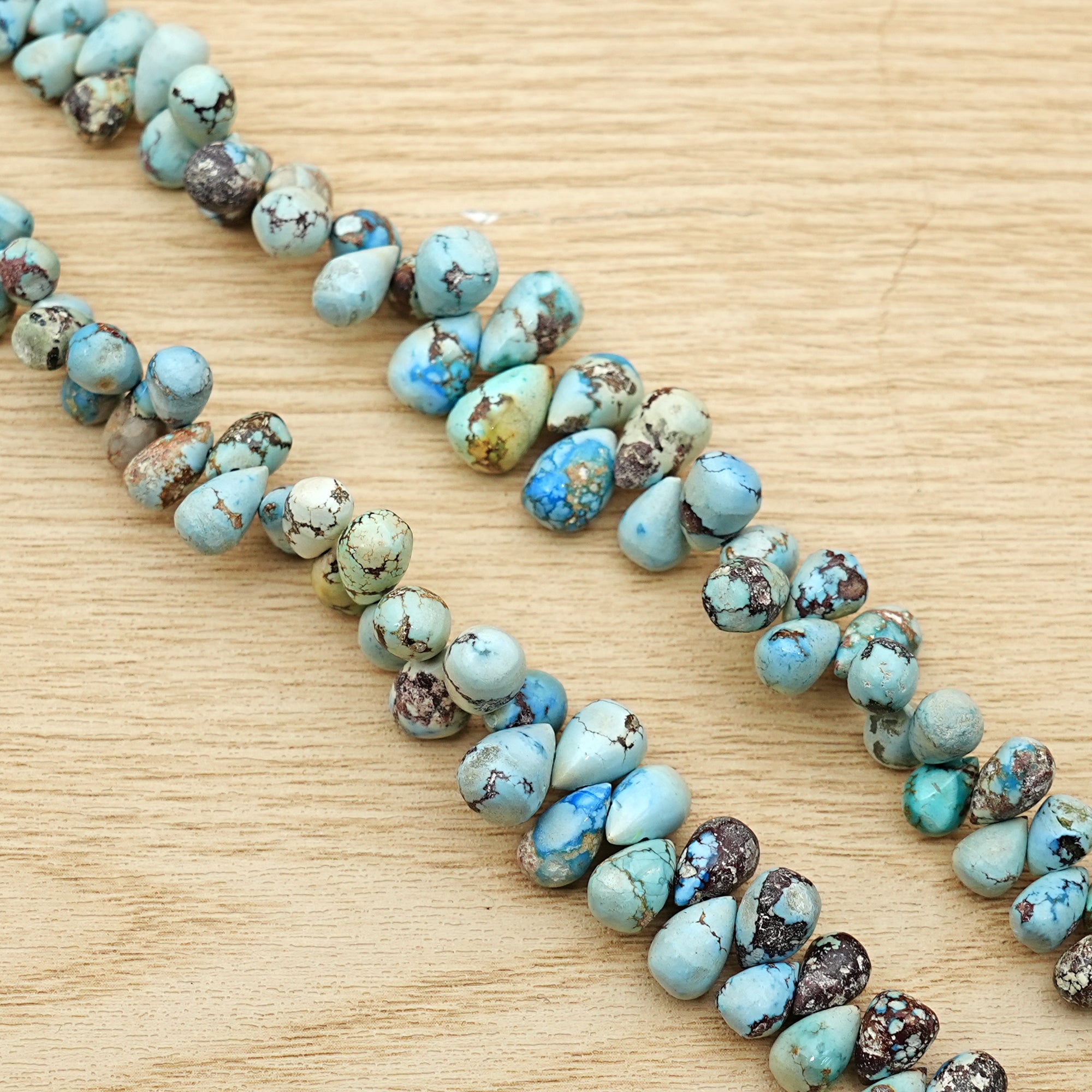 Golden Hills Turquoise Briolette Beads Natural Kazakhstan Turquoise Loose Gemstones for Jewelry Making - 9" strand