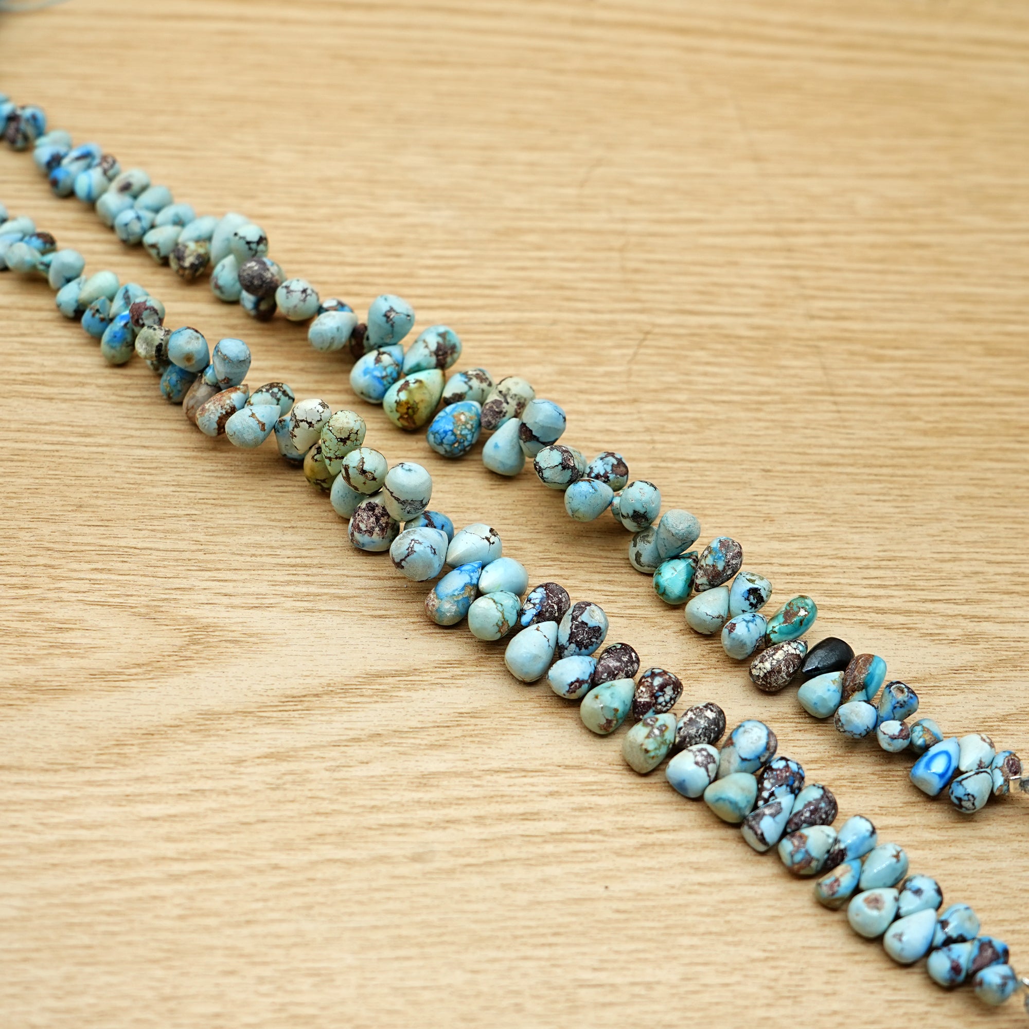 Golden Hills Turquoise Briolette Beads Natural Kazakhstan Turquoise Loose Gemstones for Jewelry Making - 9" strand