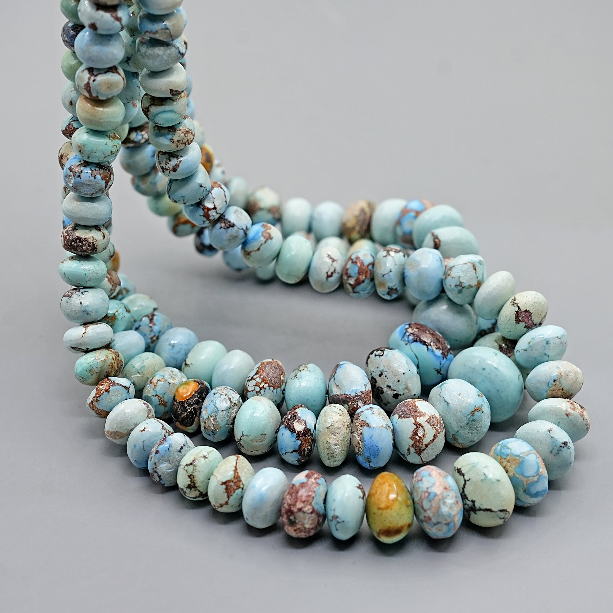 Golden Hills Turquoise Roundel Beads Natural Kazakhstan Turquoise Loose Gemstones for Jewelry Making - 16" strand
