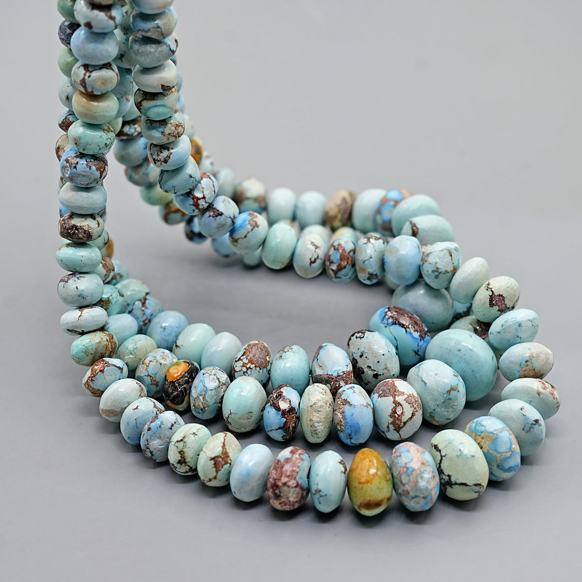Golden Hills Turquoise Roundel Beads Natural Kazakhstan Turquoise Loose Gemstones for Jewelry Making - 16" strand