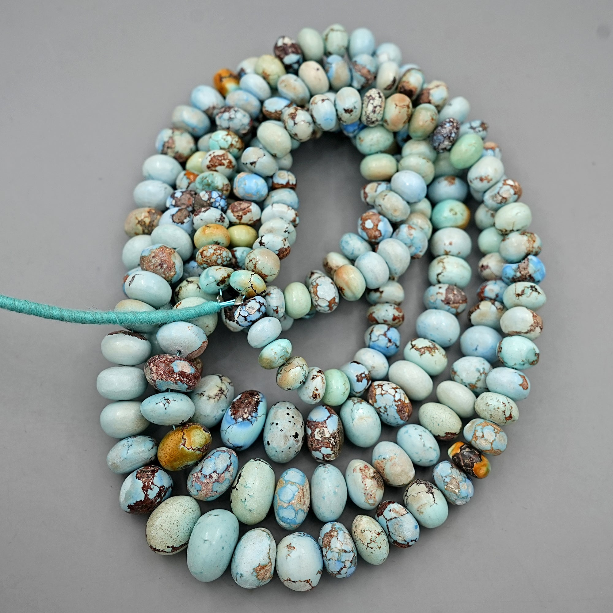 Golden Hills Turquoise Roundel Beads Natural Kazakhstan Turquoise Loose Gemstones for Jewelry Making - 16" strand
