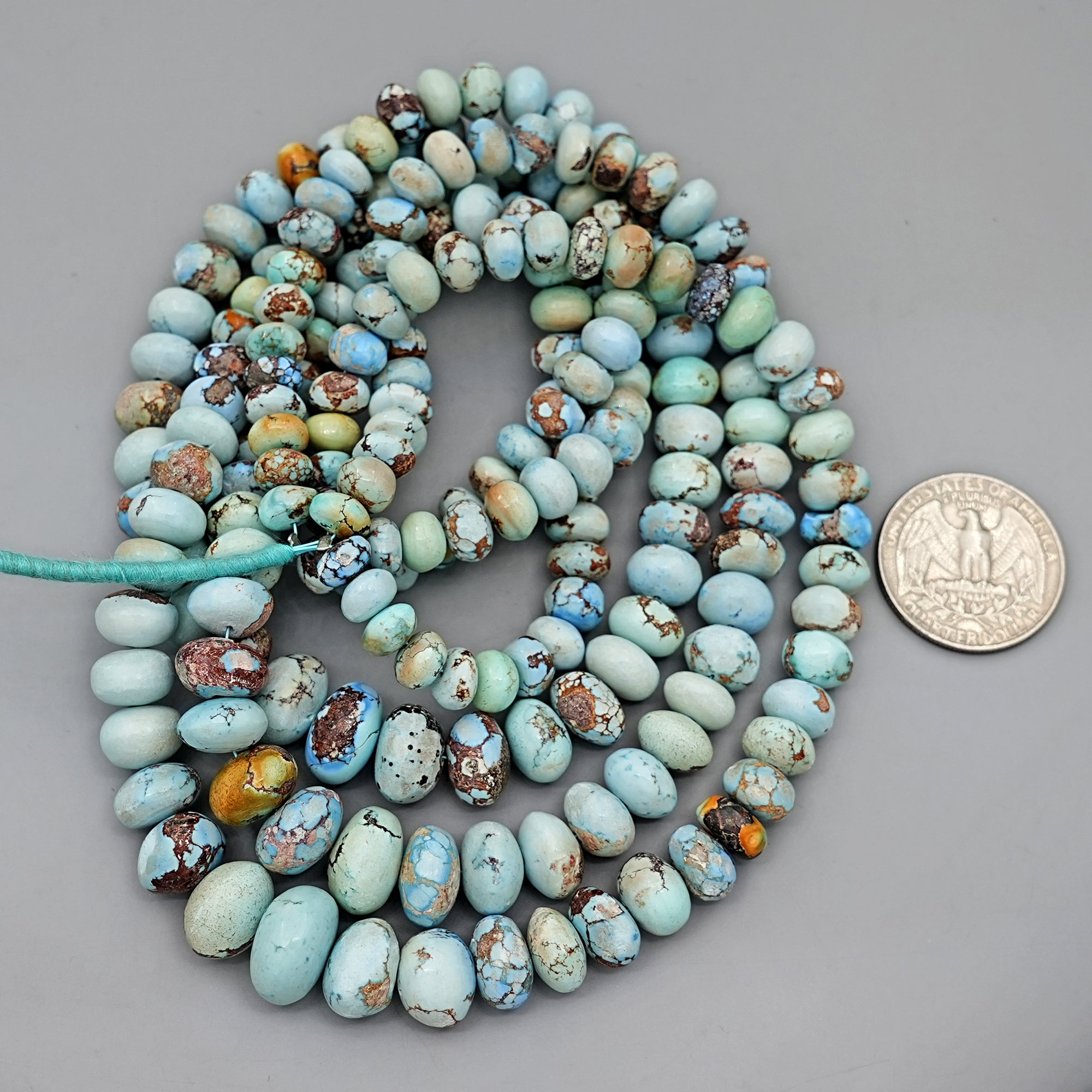 Golden Hills Turquoise Roundel Beads Natural Kazakhstan Turquoise Loose Gemstones for Jewelry Making - 16" strand