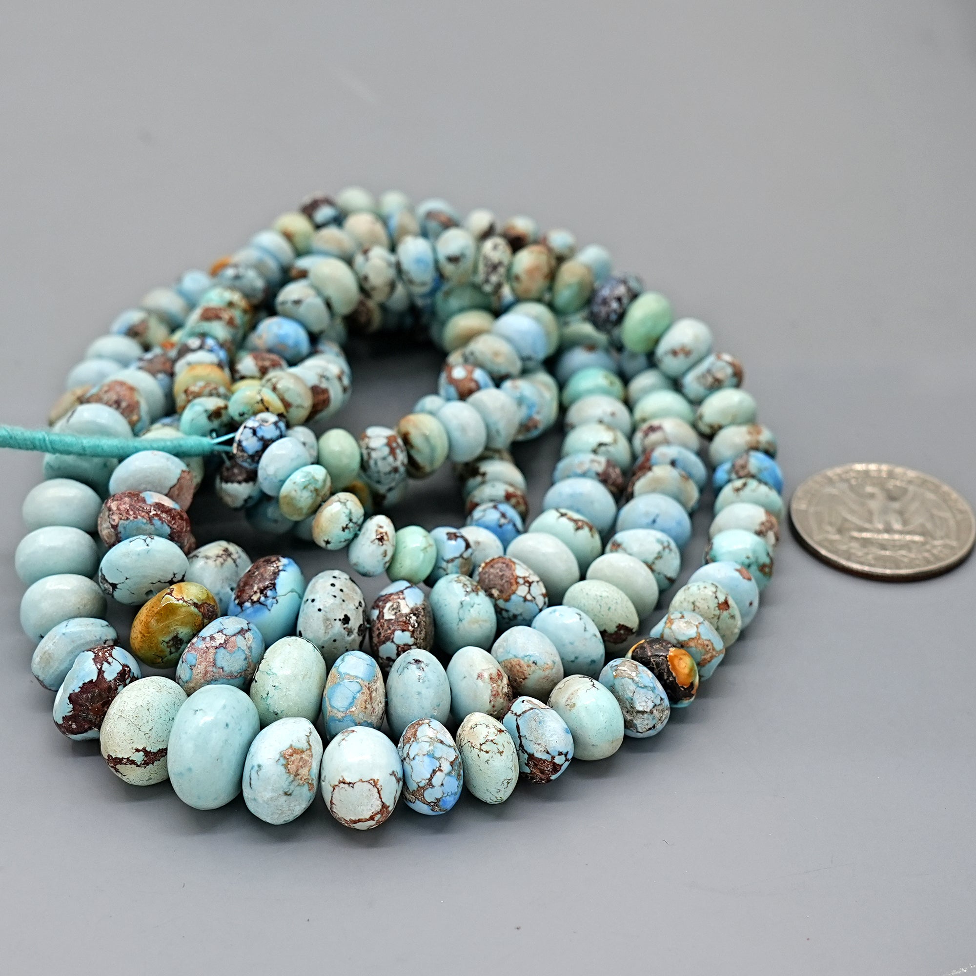 Golden Hills Turquoise Roundel Beads Natural Kazakhstan Turquoise Loose Gemstones for Jewelry Making - 16" strand