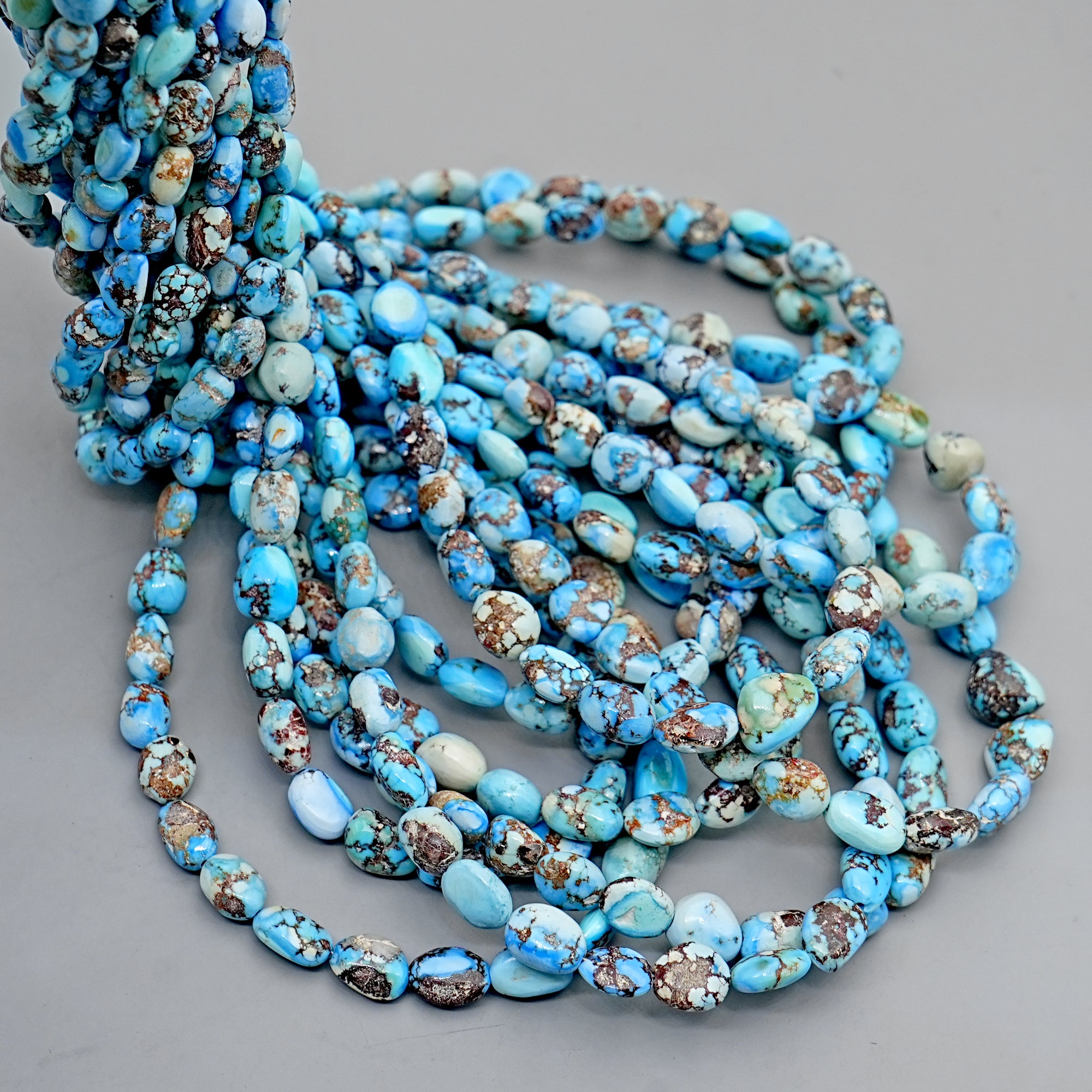 Golden Hills Turquoise Rounded Nugget Beads Natural Kazakhstan Turquoise Loose Gemstones for Jewelry Making - 16" strand