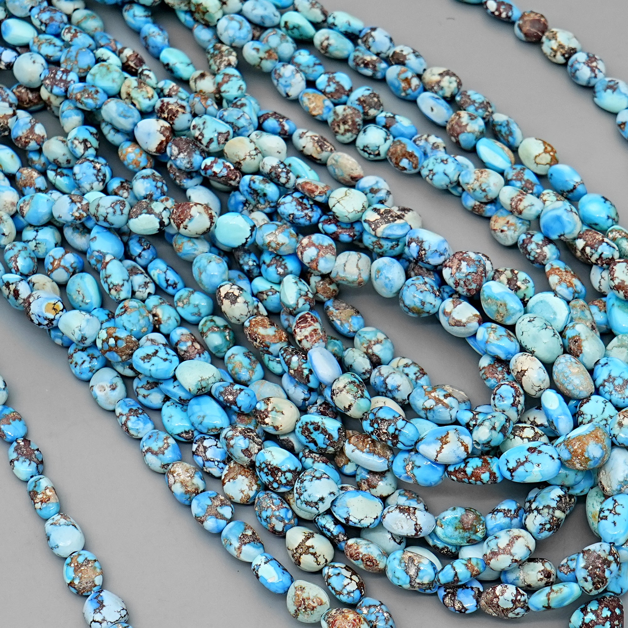 Golden Hills Turquoise Rounded Nugget Beads Natural Kazakhstan Turquoise Loose Gemstones for Jewelry Making - 16" strand