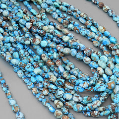Golden Hills Turquoise Rounded Nugget Beads Natural Kazakhstan Turquoise Loose Gemstones for Jewelry Making - 16" strand