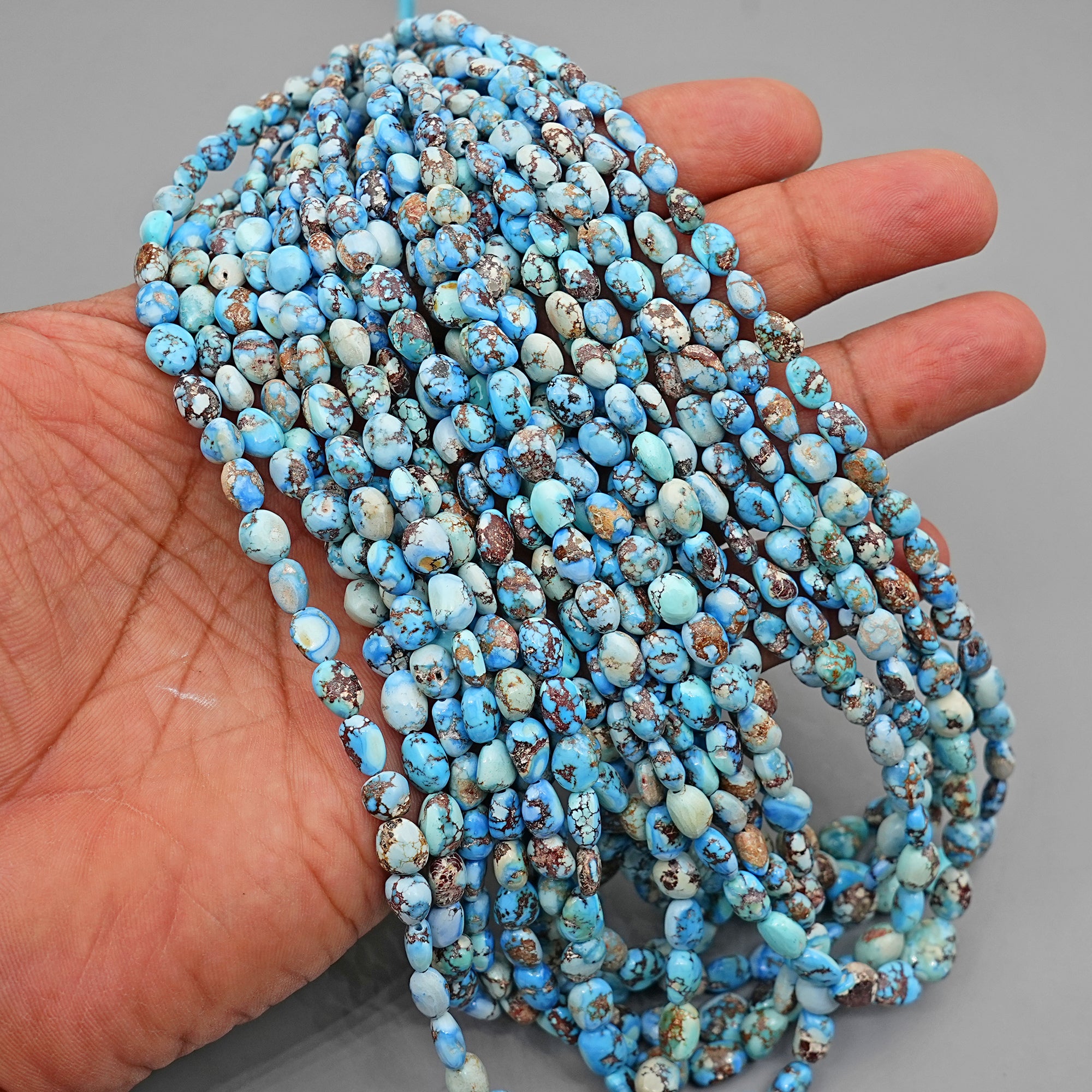 Golden Hills Turquoise Rounded Nugget Beads Natural Kazakhstan Turquoise Loose Gemstones for Jewelry Making - 16" strand