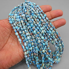 Golden Hills Turquoise Rounded Nugget Beads Natural Kazakhstan Turquoise Loose Gemstones for Jewelry Making - 16" strand