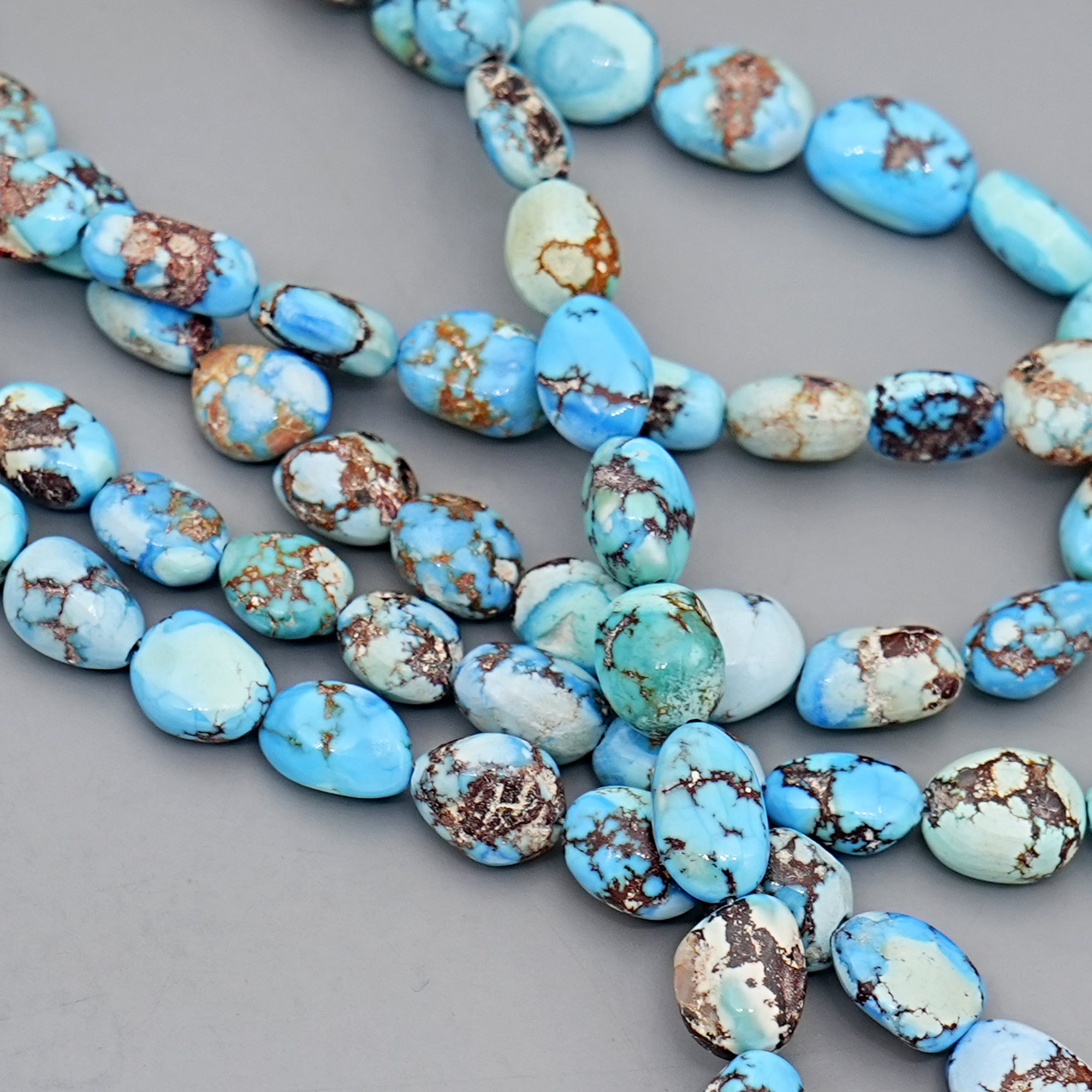 Golden Hills Turquoise Rounded Nugget Beads Natural Kazakhstan Turquoise Loose Gemstones for Jewelry Making - 16" strand