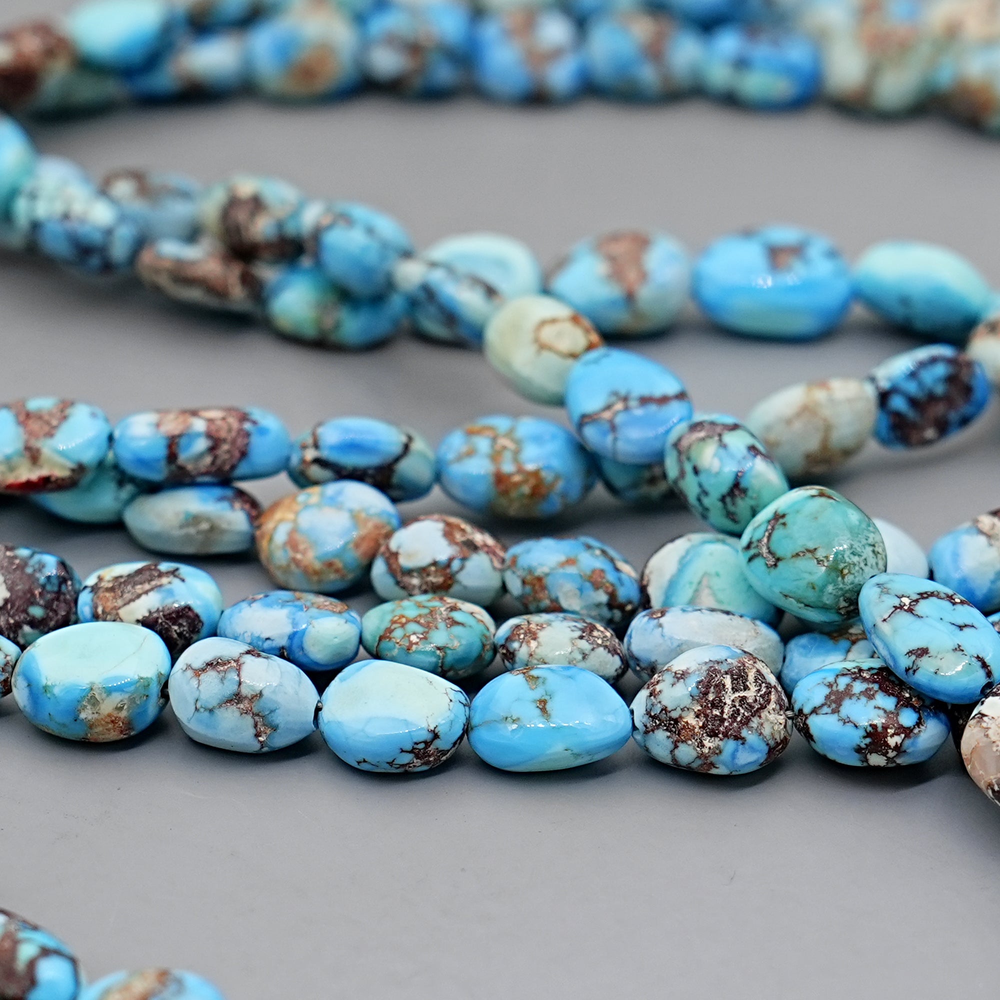 Golden Hills Turquoise Rounded Nugget Beads Natural Kazakhstan Turquoise Loose Gemstones for Jewelry Making - 16" strand
