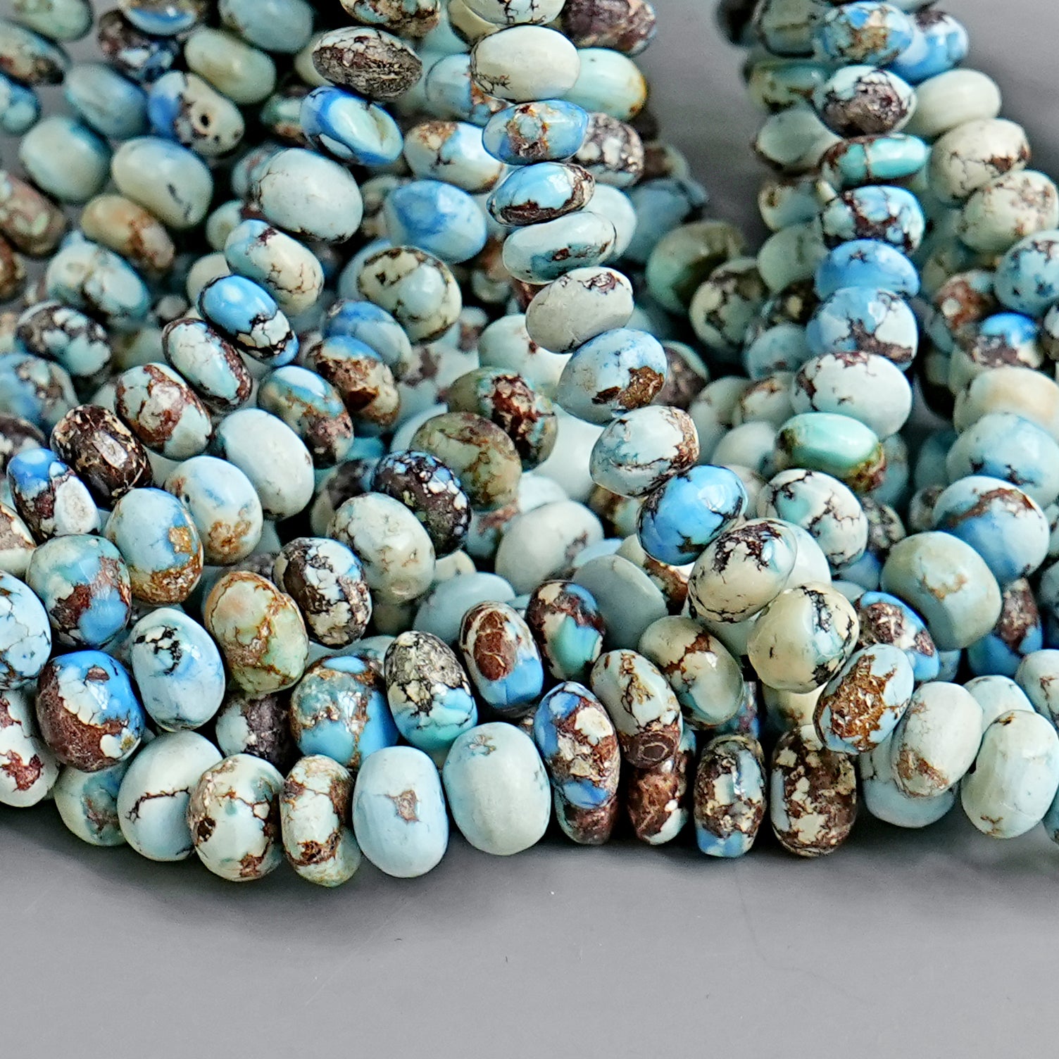 Golden Hills Turquoise Roundel Beads Natural Kazakhstan Turquoise Loose Gemstones for Jewelry Making - 16" strand