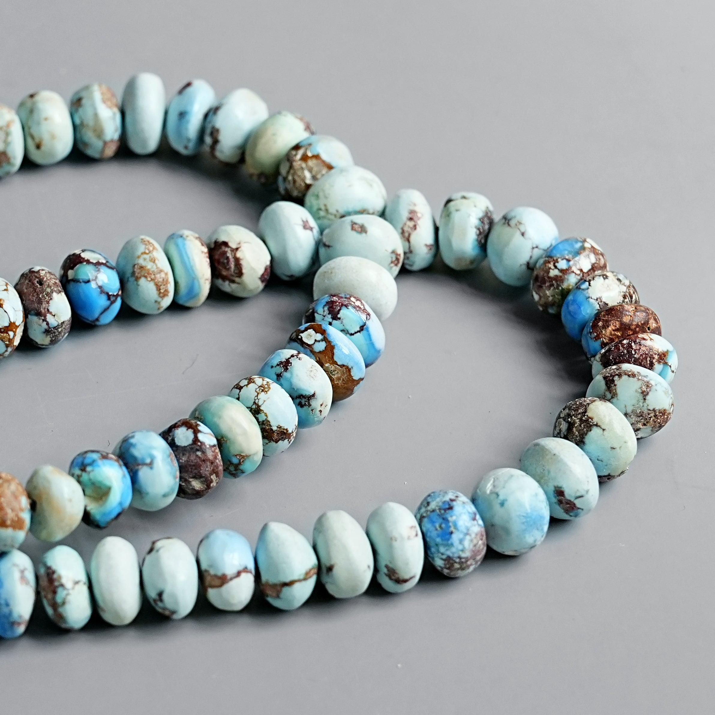 Golden Hills Turquoise Roundel Beads Natural Kazakhstan Turquoise Loose Gemstones for Jewelry Making - 16" strand