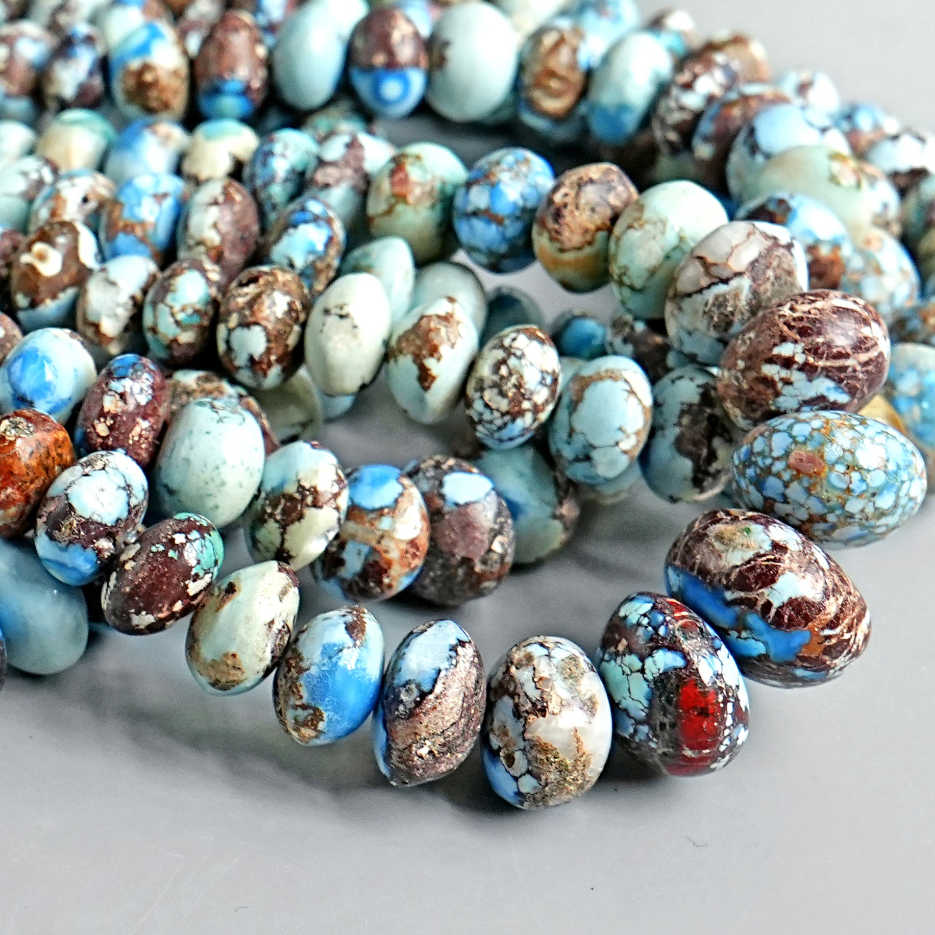 Golden Hills Turquoise Roundel Beads Natural Kazakhstan Turquoise Loose Gemstones for Jewelry Making - 16" strand