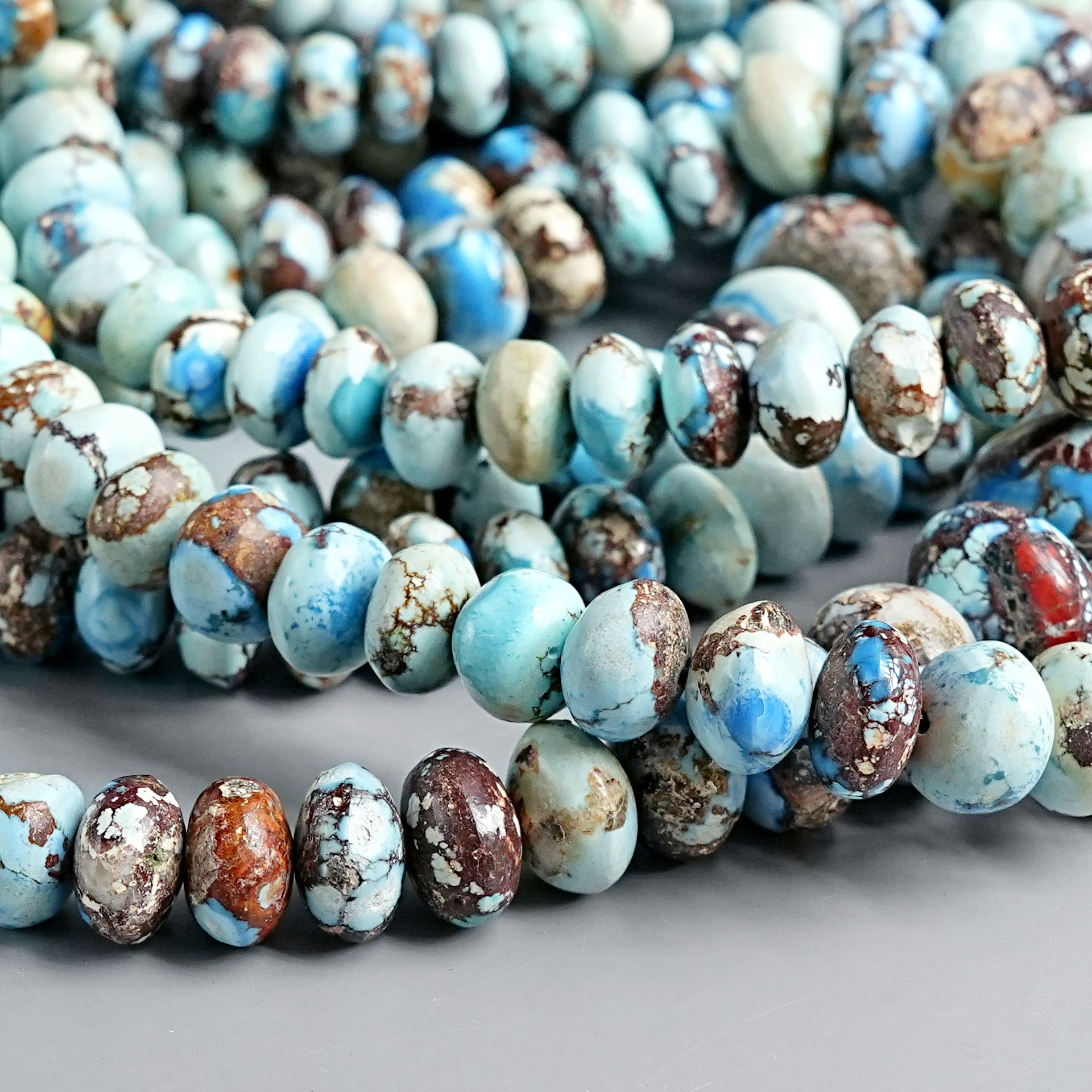 Golden Hills Turquoise Roundel Beads Natural Kazakhstan Turquoise Loose Gemstones for Jewelry Making - 16" strand