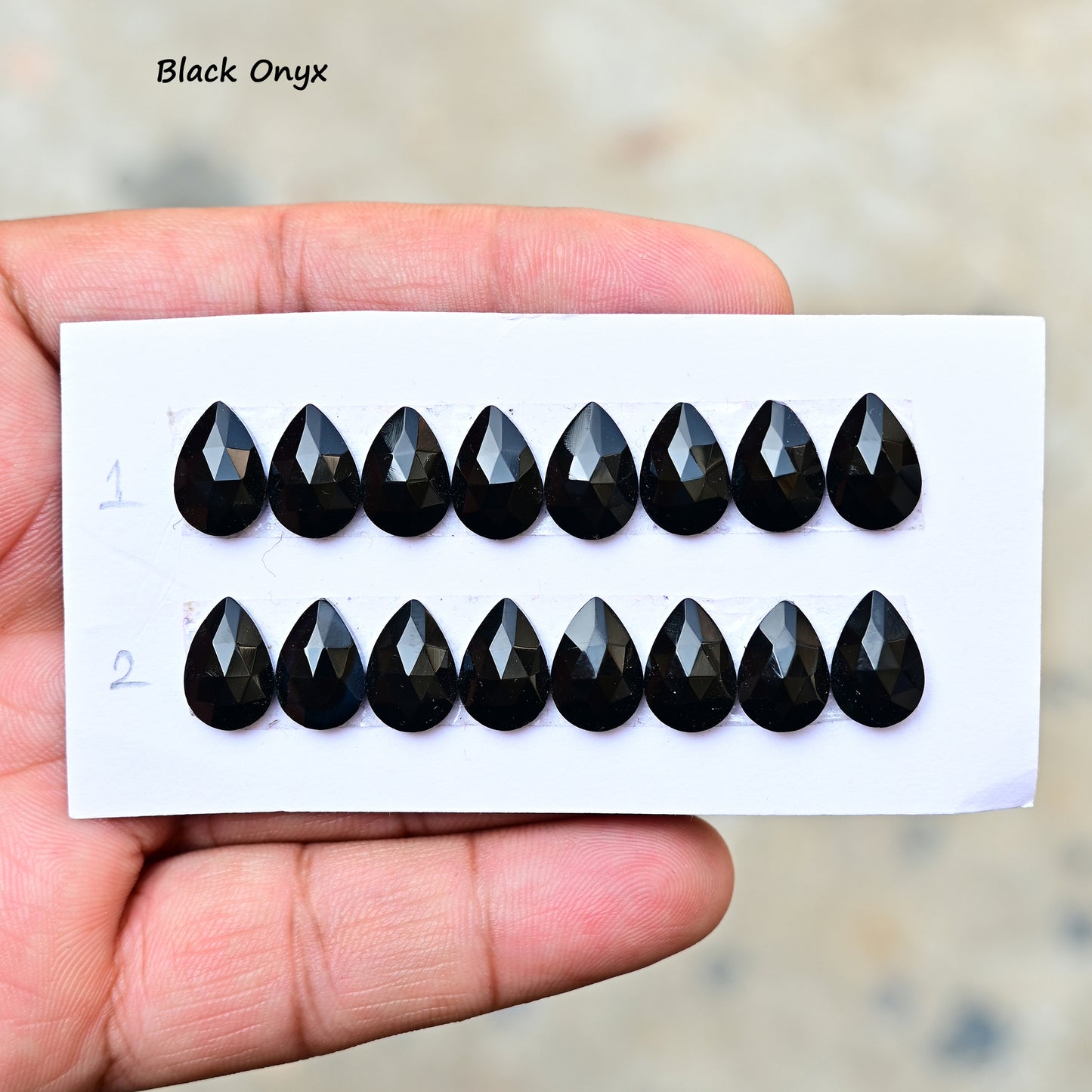 Black Onyx Rosecut 8x12mm  AA Grade Strip Set -Total 8 Pcs in one strip