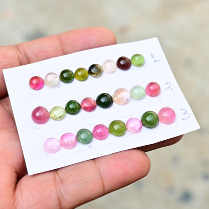 Tourmaline Cabochon Round Shape  8x8mm AA Grade Strip Set -Total 8 Pcs in one strip