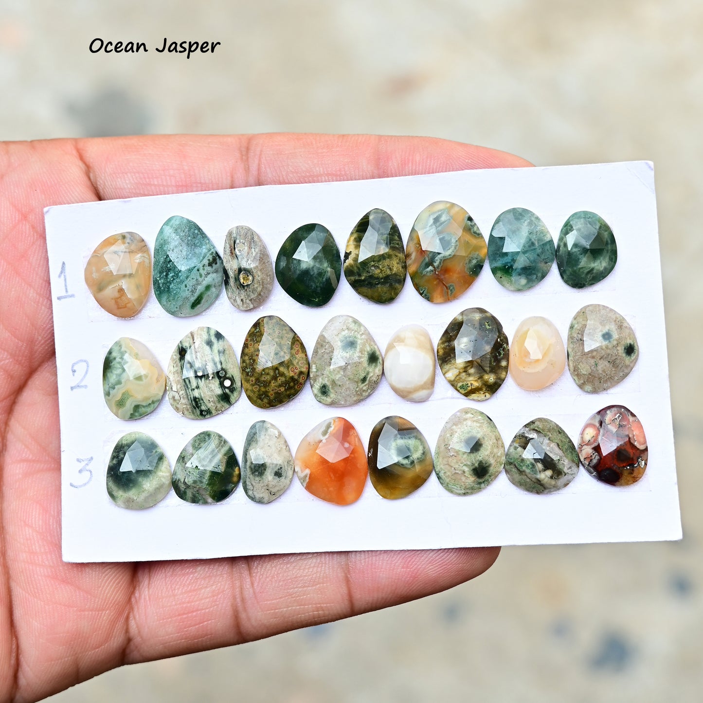 Ocean Jasper Freeform Shape Rosecut 7-16mm AA Grade Gemstone Parcel - Total 8 Pcs