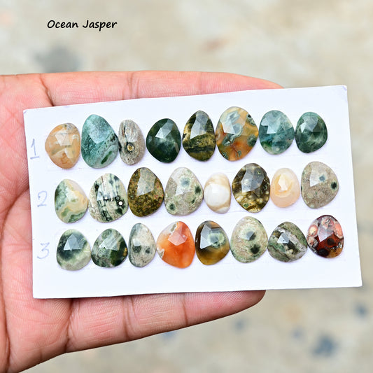 Ocean Jasper Freeform Shape Rosecut 7-16mm AA Grade Gemstone Parcel - Total 8 Pcs