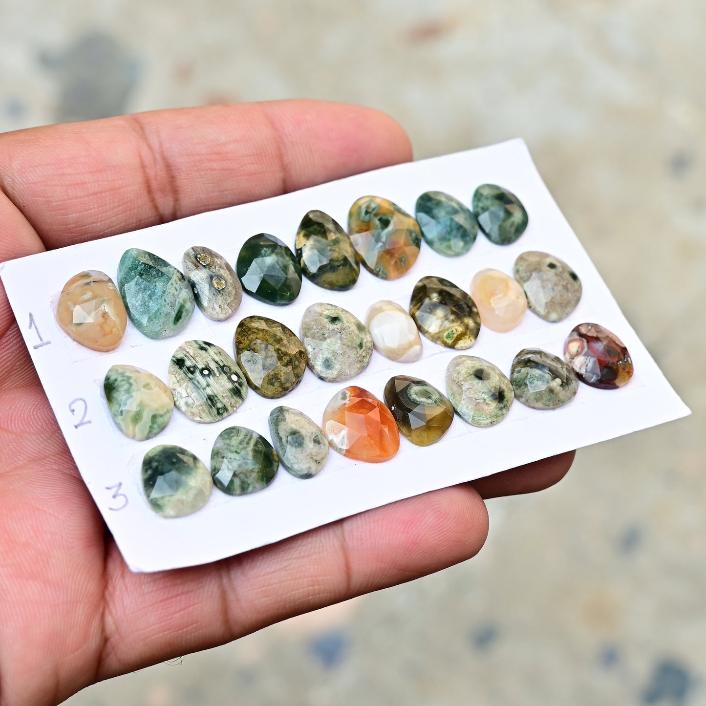 Ocean Jasper Freeform Shape Rosecut 7-16mm AA Grade Gemstone Parcel - Total 8 Pcs