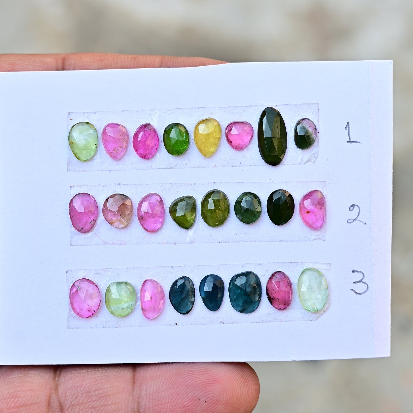 Tourmaline Cabochon Round Shape  6x12mm-7x9mm AA Grade Strip Set -Total 8 Pcs in one strip