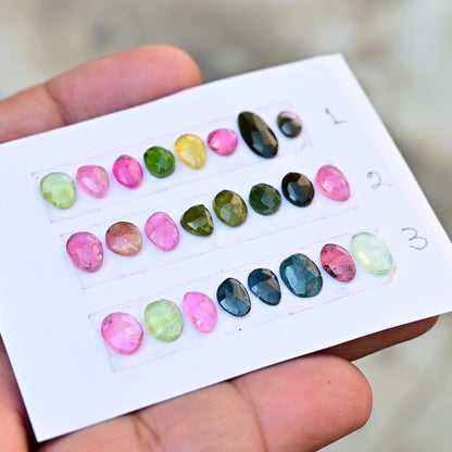 Tourmaline Cabochon Round Shape  6x12mm-7x9mm AA Grade Strip Set -Total 8 Pcs in one strip