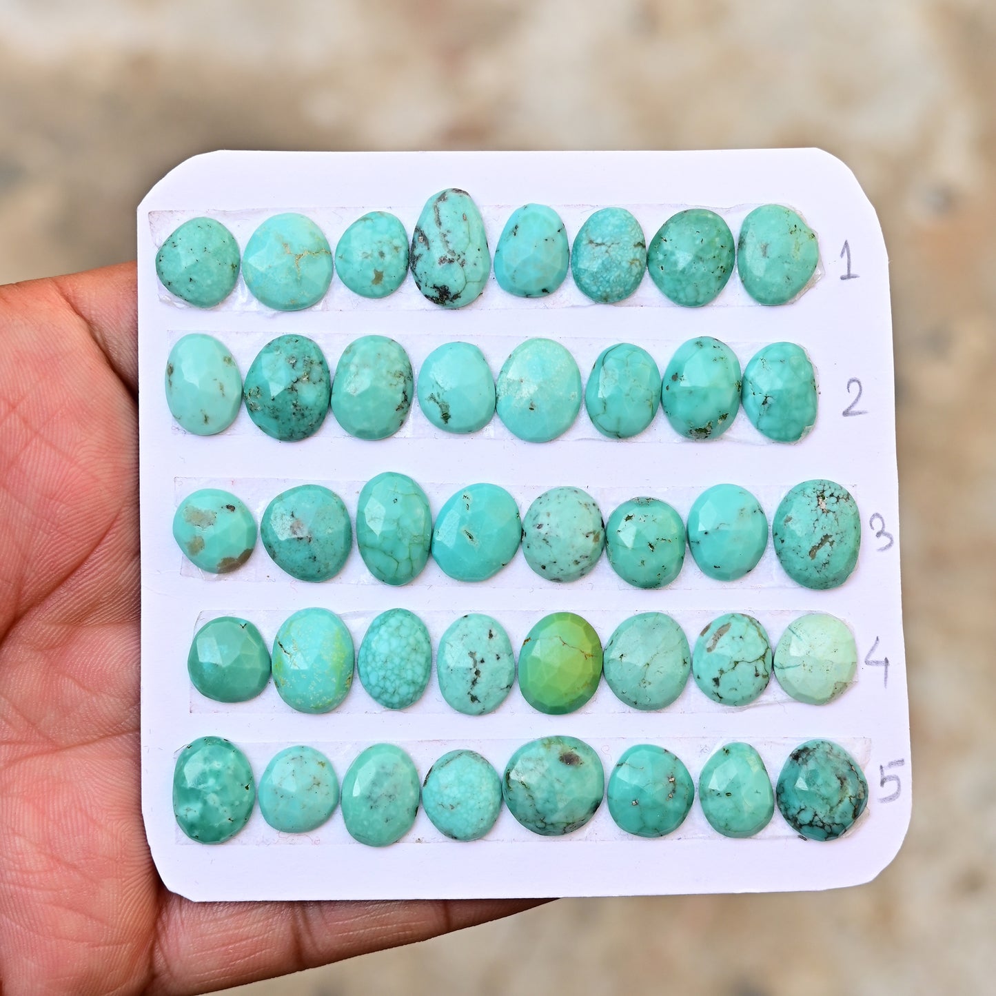 Kingman Turquoise Cabochons Freeform shape 9mm-13mm AA Grade Strip Set -Total 8 Pcs in one strip