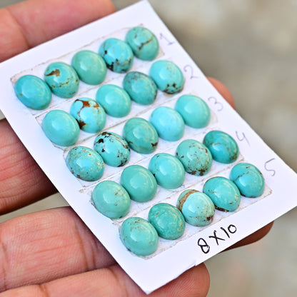 Kingman Turquoise Cabochons Oval shape 8x10mm AA Grade Strip Set -Total 5 Pcs in one strip