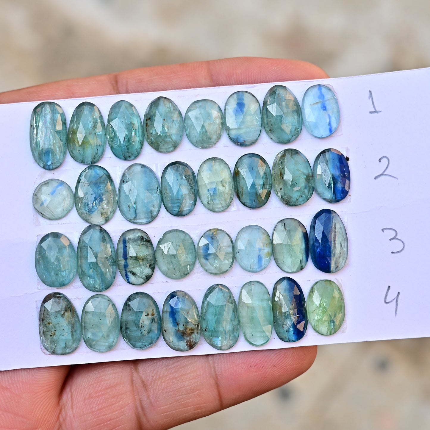 Bio Kyanite Rose Cut Cabochon 8x14mm - 9x11mm Freeform Shape AA Grade Gemstone Strip -Total 8 Pcs in one Strip