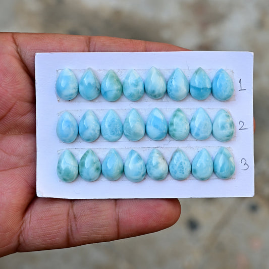 30,70 ct Larimar Rosenschliff 10 x 18 mm und 12 x 25 mm Freiform Form AA Qualität Edelstein Paket - Insgesamt 5 Stück