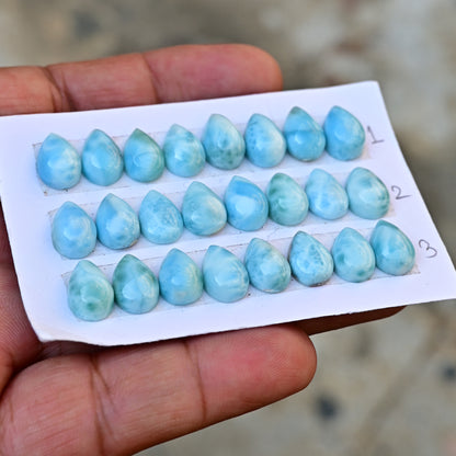 30,70 ct Larimar Rosenschliff 10 x 18 mm und 12 x 25 mm Freiform Form AA Qualität Edelstein Paket - Insgesamt 5 Stück